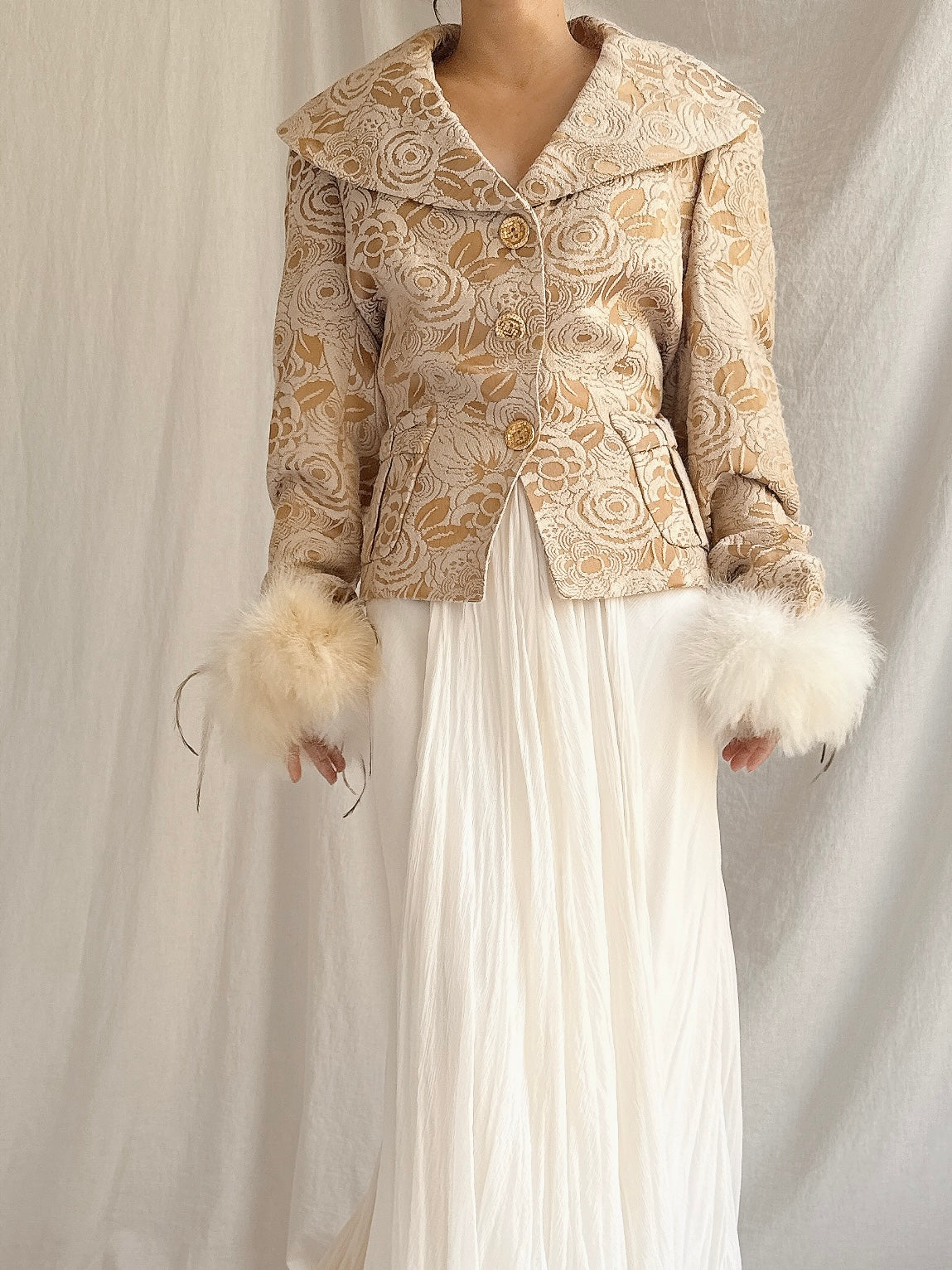Vintage Futura Brocade and Feather Jacket - M