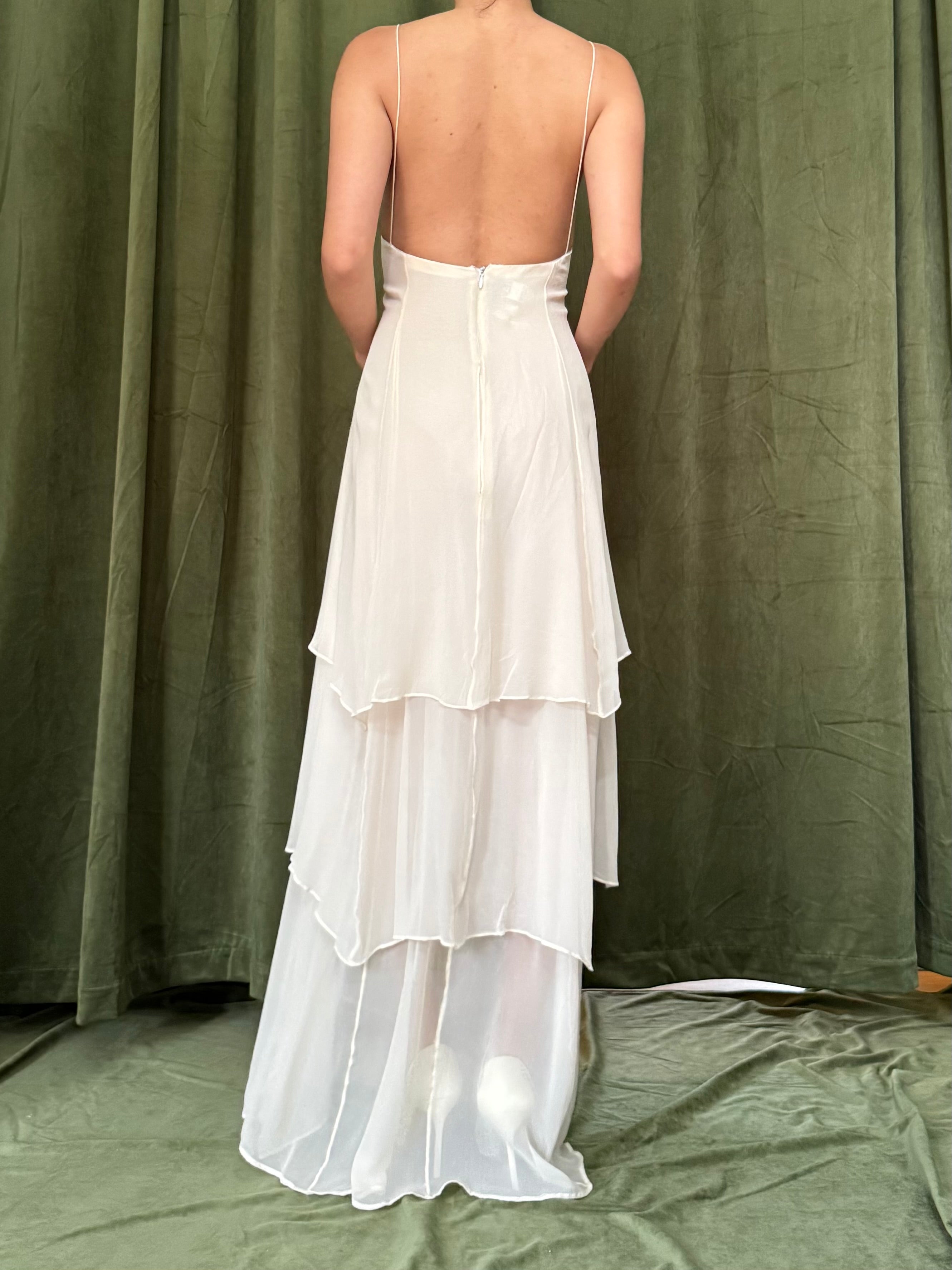 Vintage Naeem Khan silk chiffon tiered dress - M/6/8