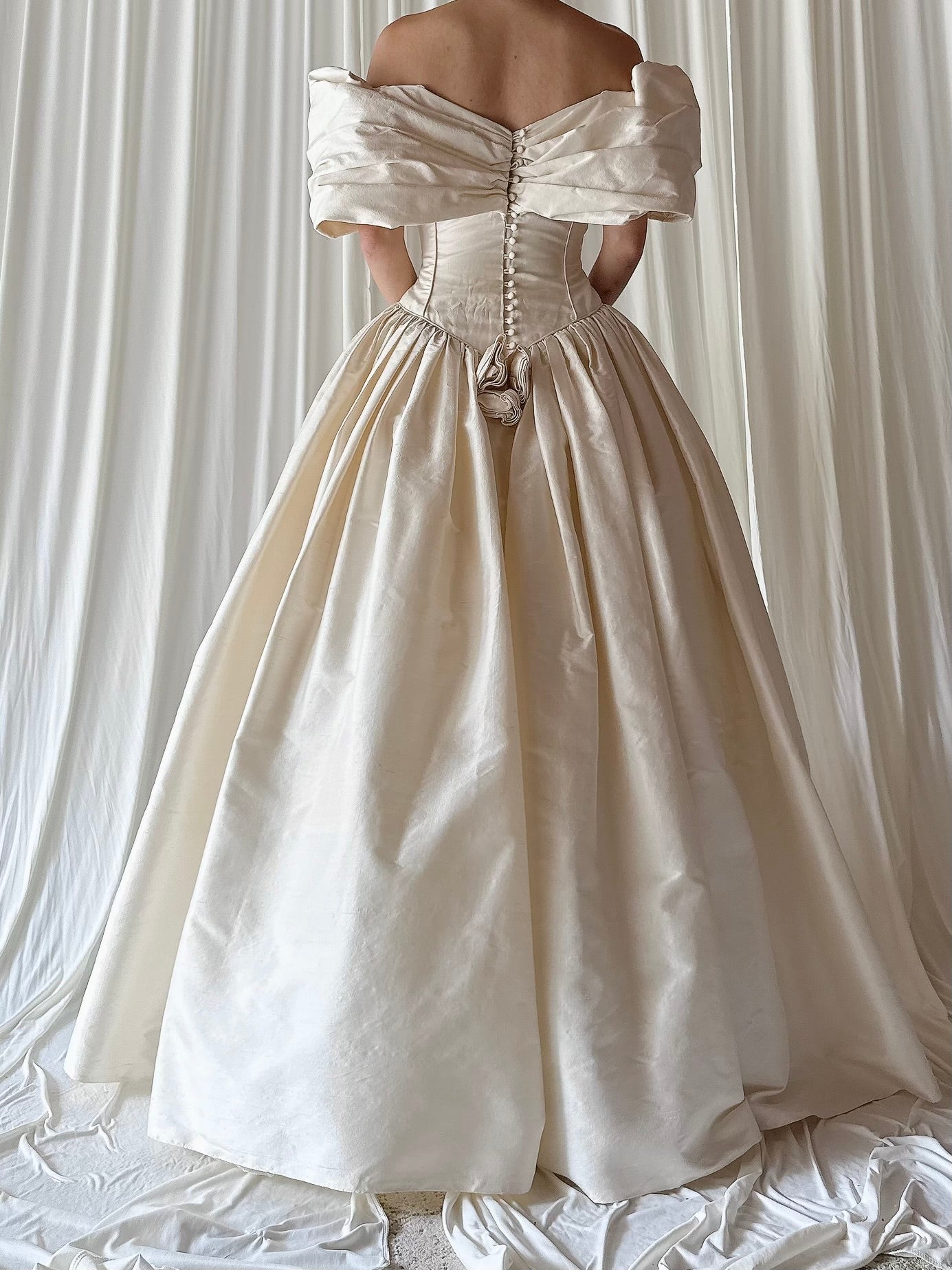 Vintage Silk Draped Neckline Dress - S