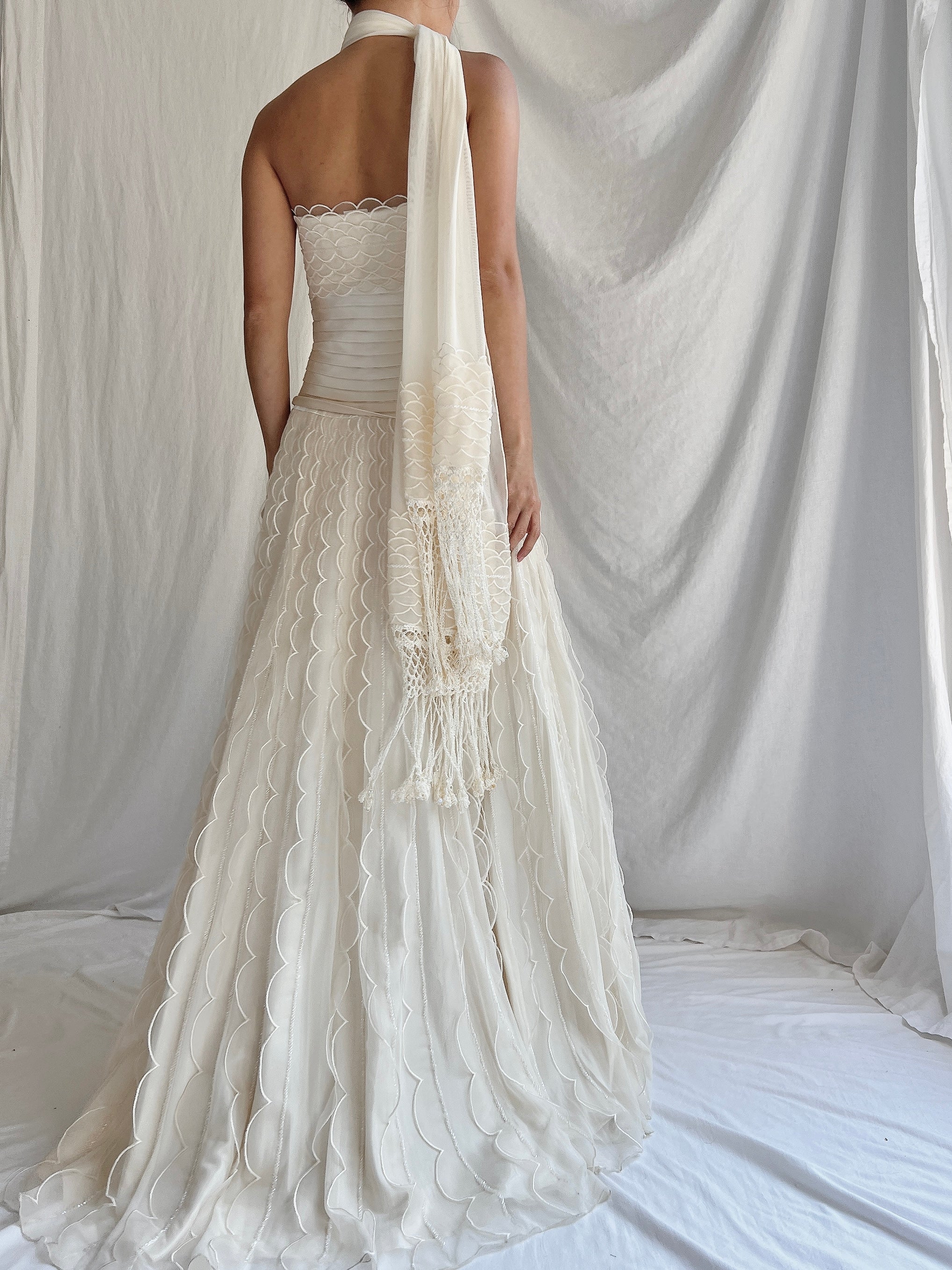 Vintage Organza Dress with Scarf - S/4/6