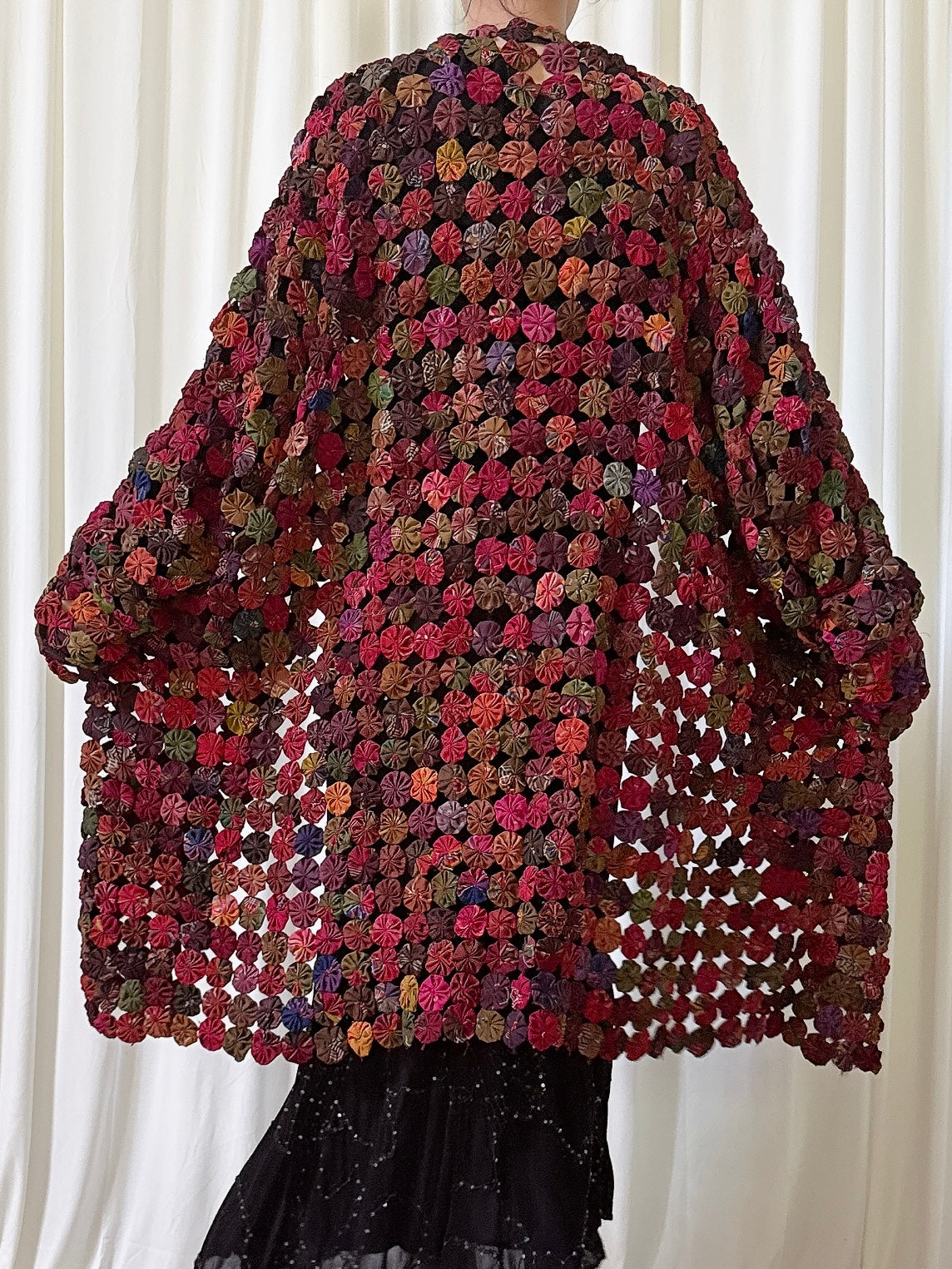 Vintage Yoyo Quilt Crochet Duster - OSFM
