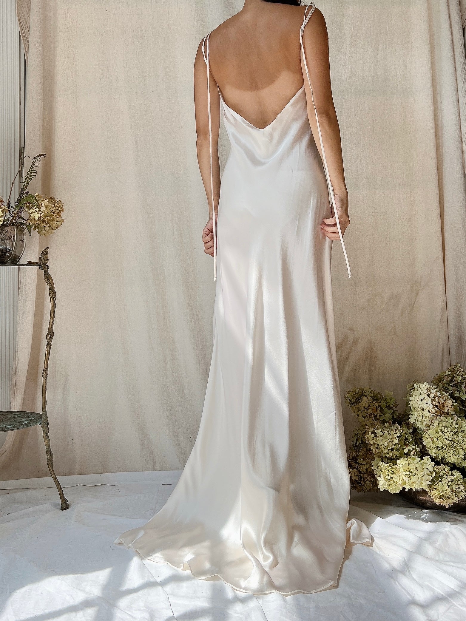 Vintage Silk Bias Slip Gown - M