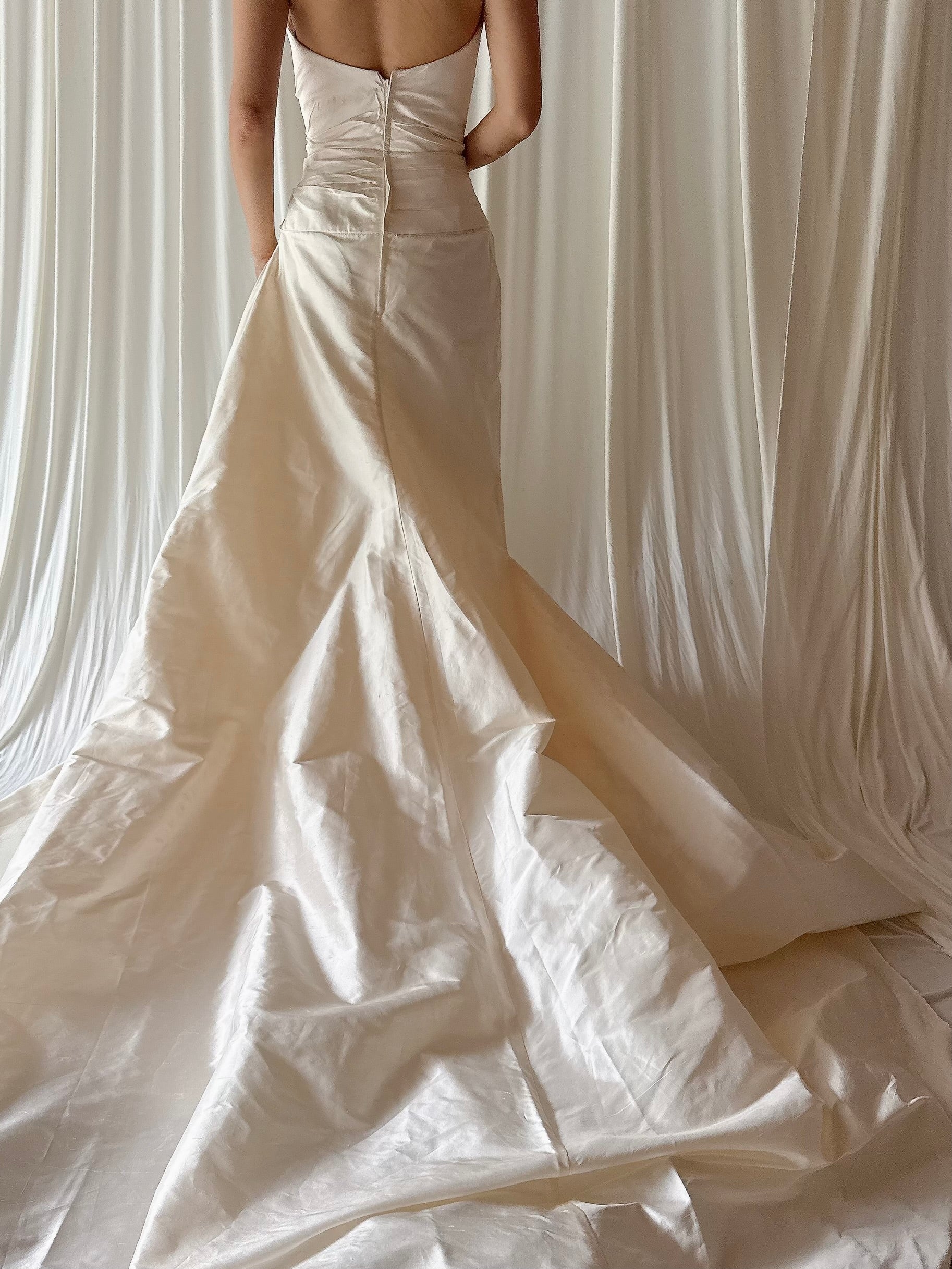 00 Pronovias Silk Draped Gown - Size 2