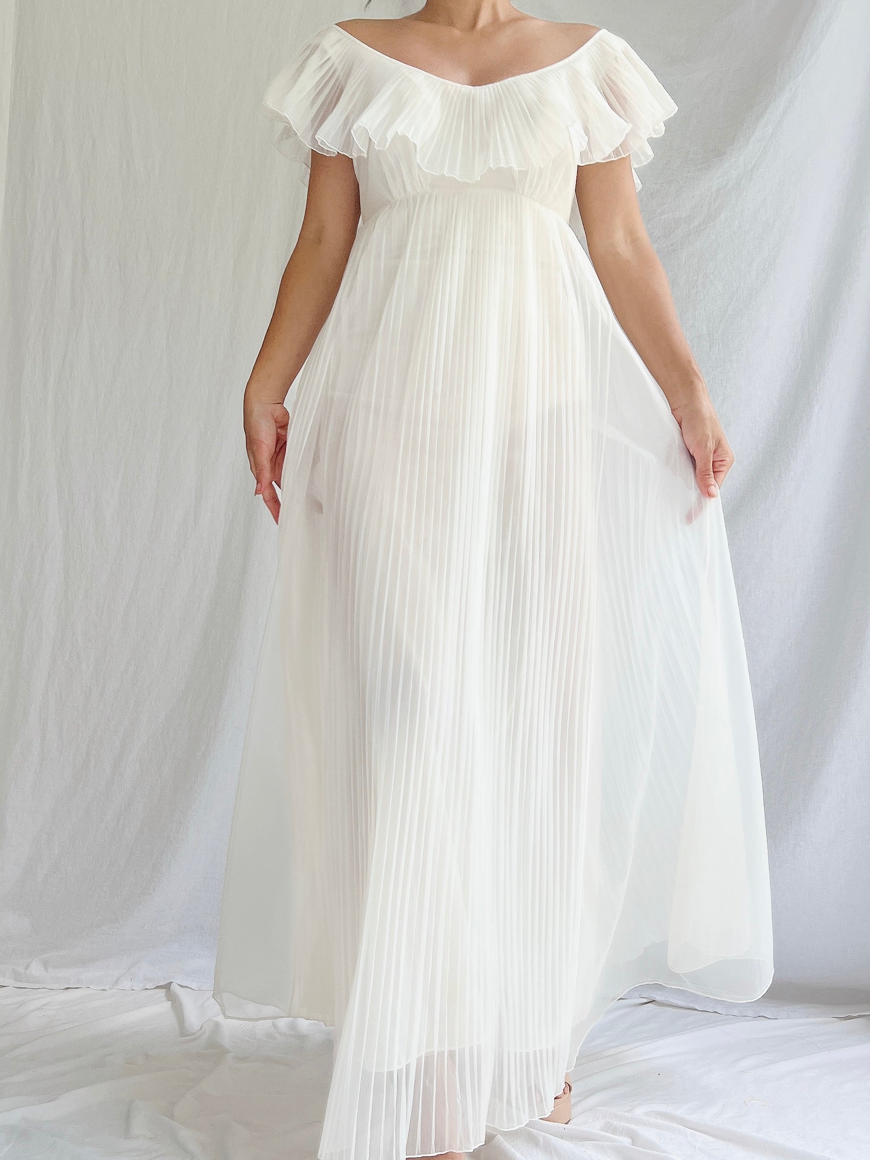 Vintage Sheer Tricot Empire Gown - S