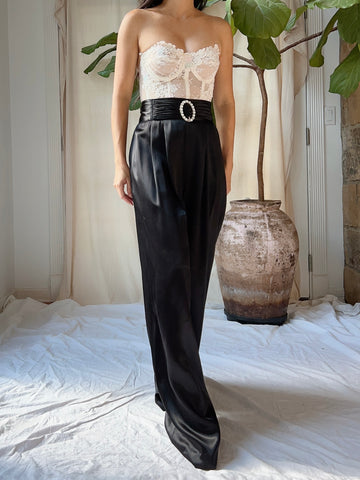 Vintage Satin High-Waisted Trousers - M