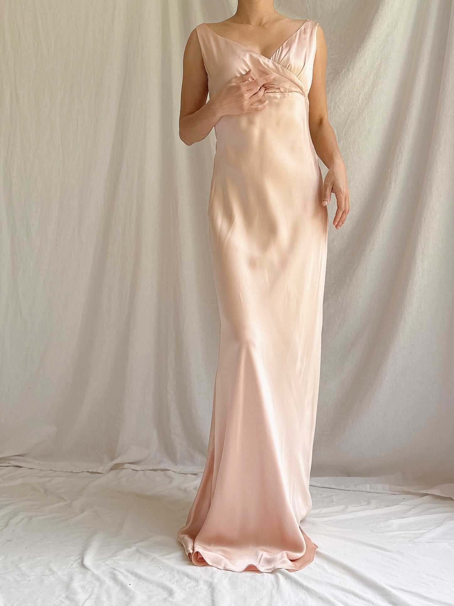 Vintage Pink Silk Slip Dress - S
