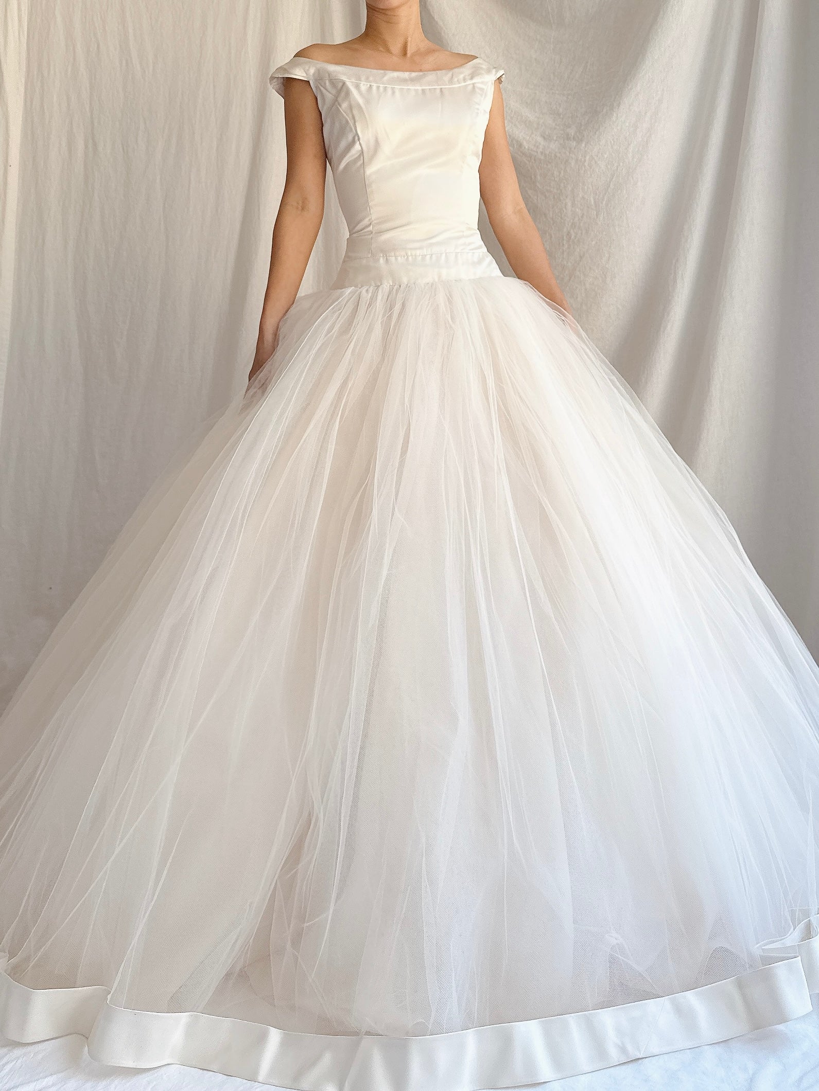 Vintage Champagne Tulle Dress - XS/2/4