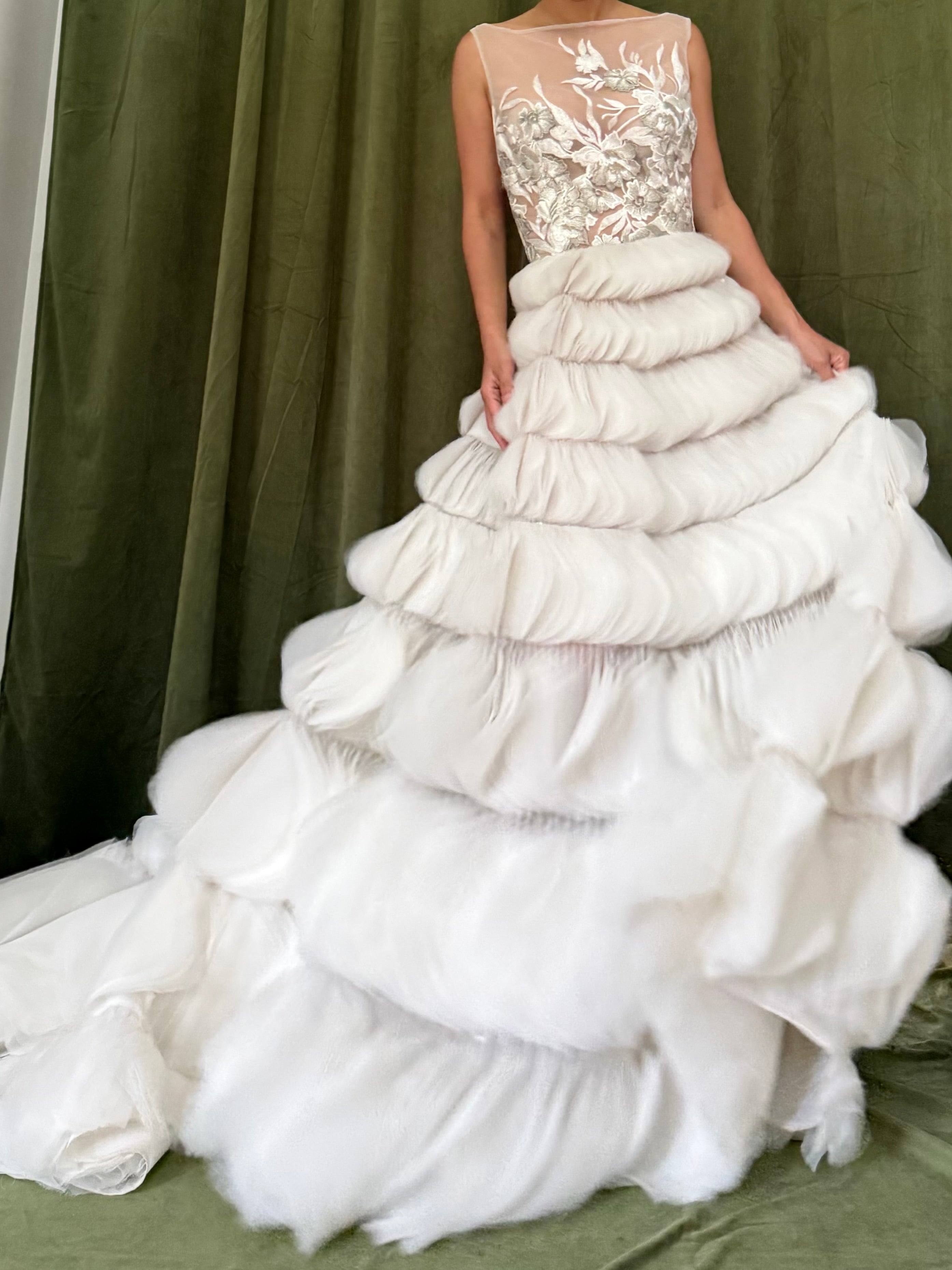 00 Lazaro Ruffled Petal Gown - XS/2