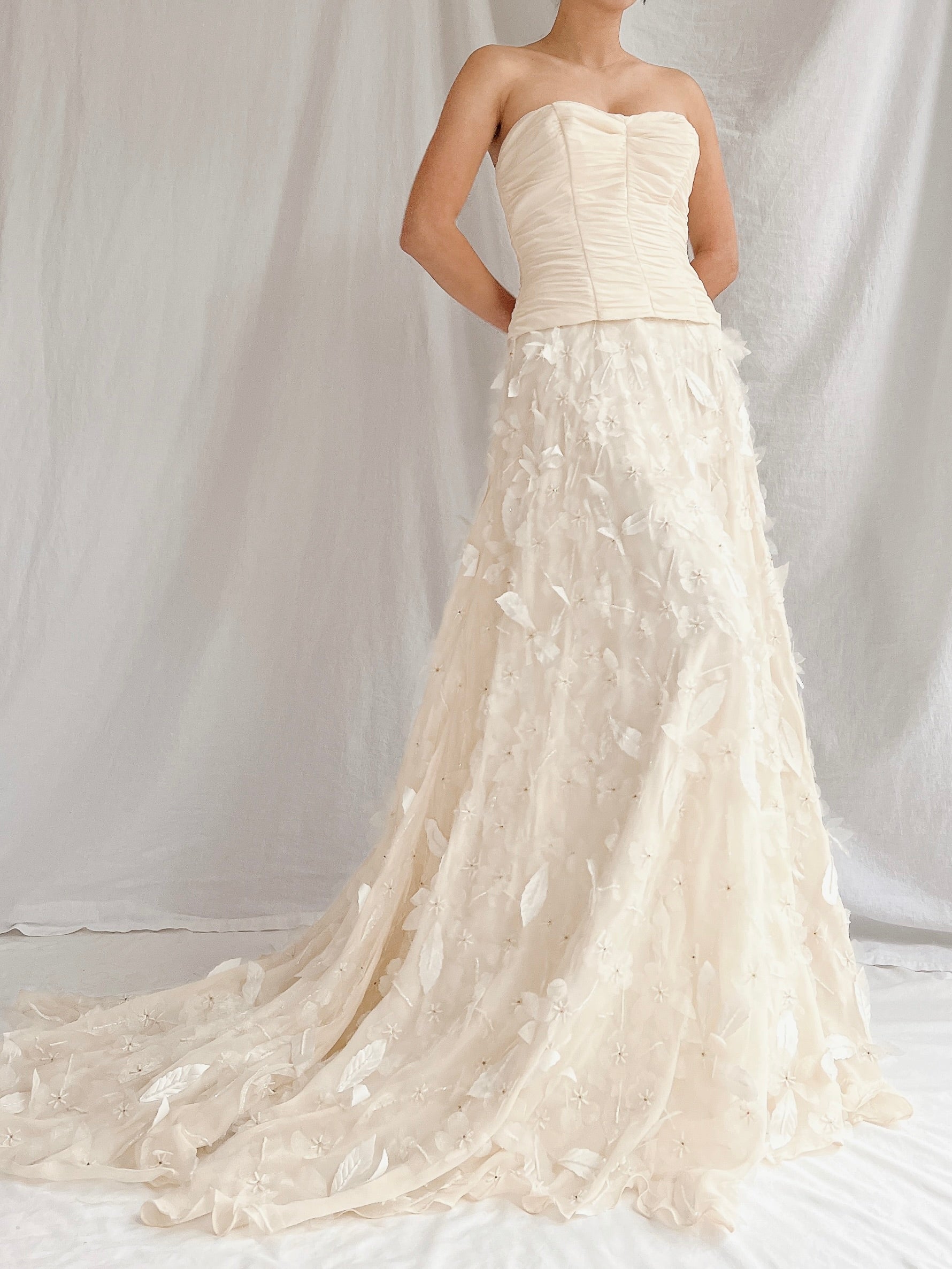 1990s Silk Floral Appliqué Gown - XS/2