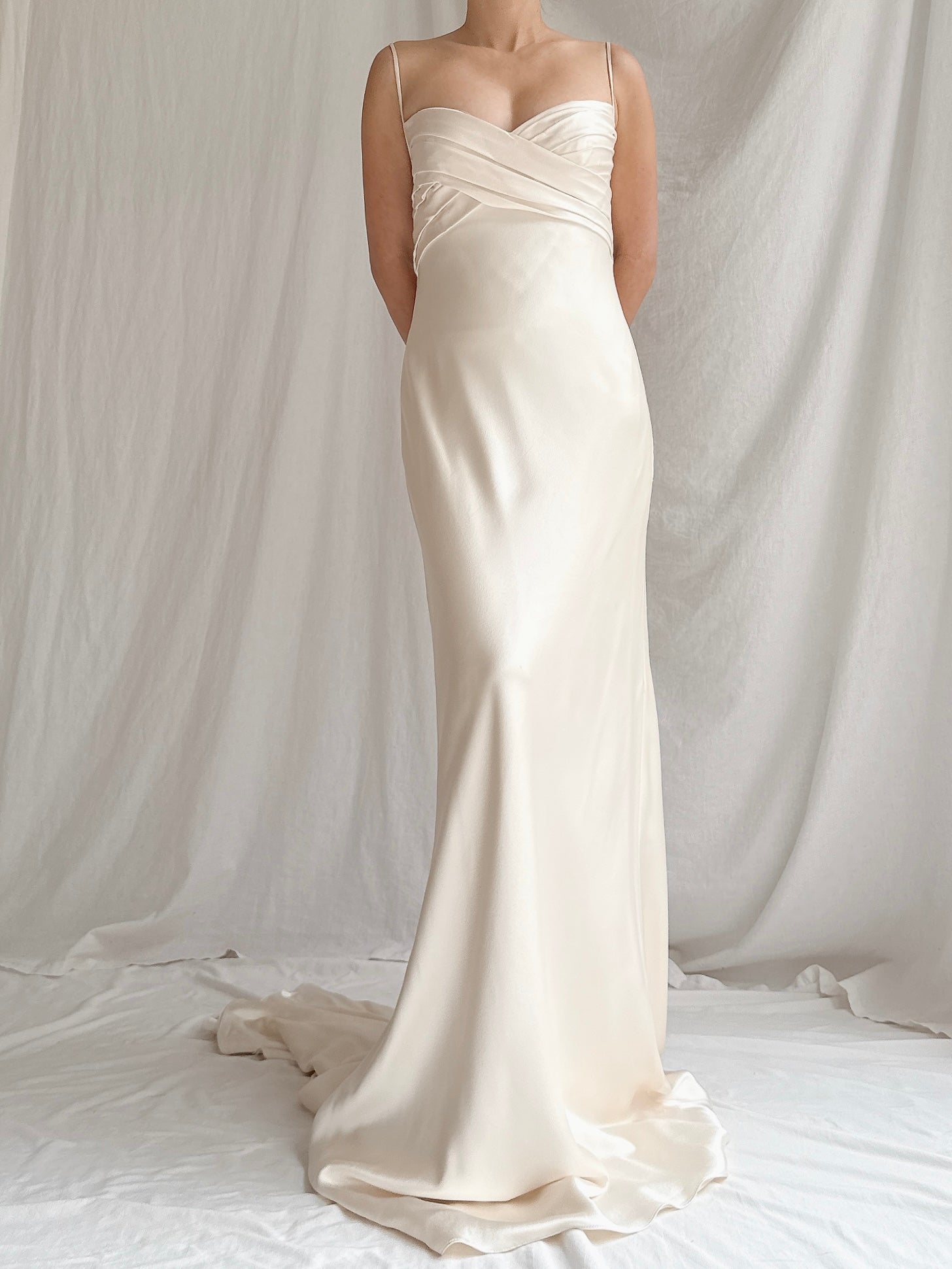 Vintage CB Couture Silk Cowl Back Gown - M/8