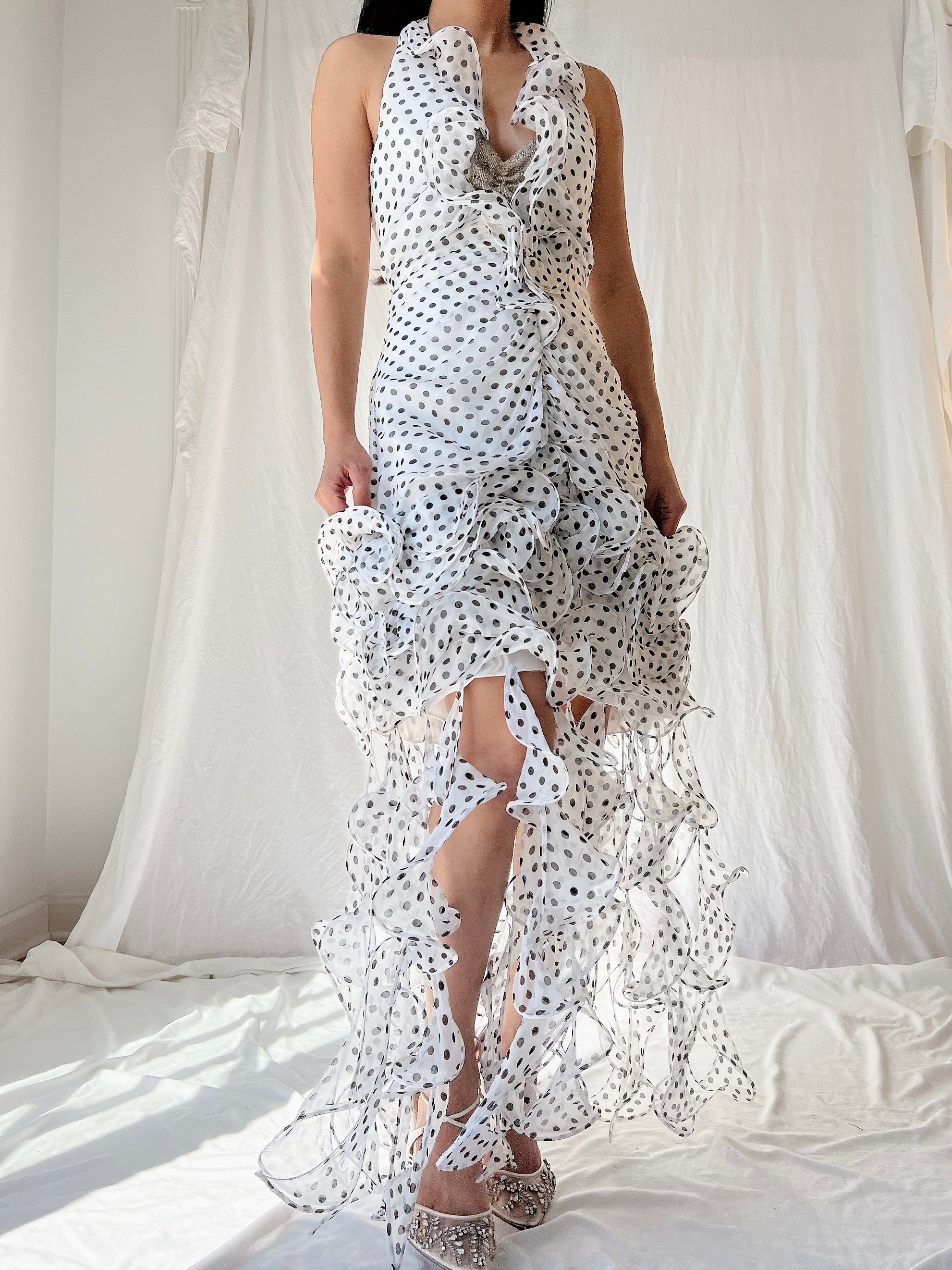 Vintage Alberta Makali Silk Jelly Fringe Dress - M