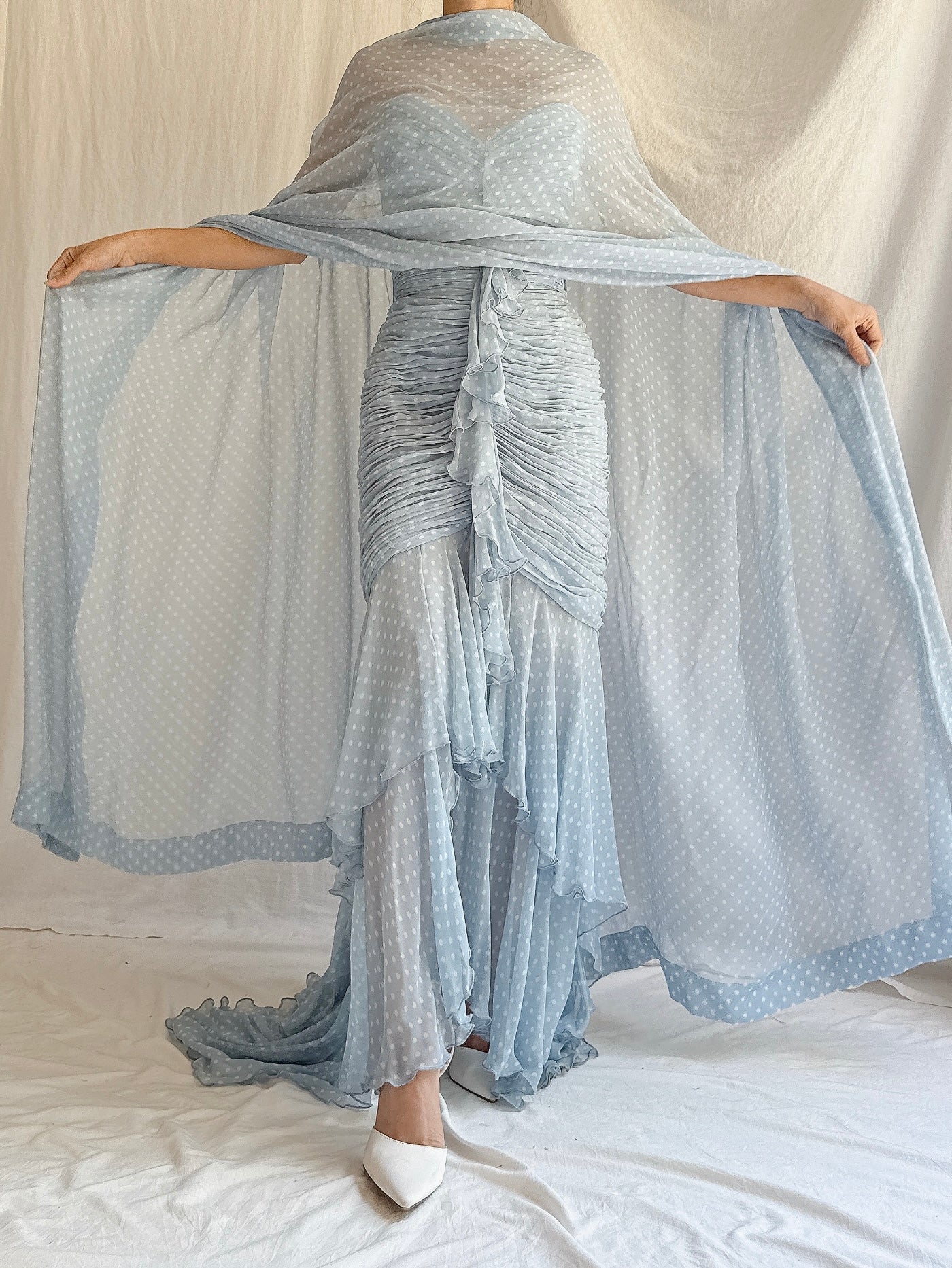 Vintage Silk Wayne Clark Gown w/ Scarf - S/M 6/8