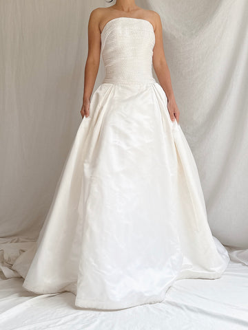 Vintage Kleinfeld Silk Strapless Gown - S