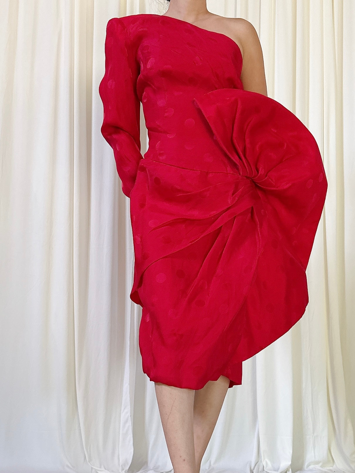 Vintage Fernando Pena Red Silk Dress - UK 10