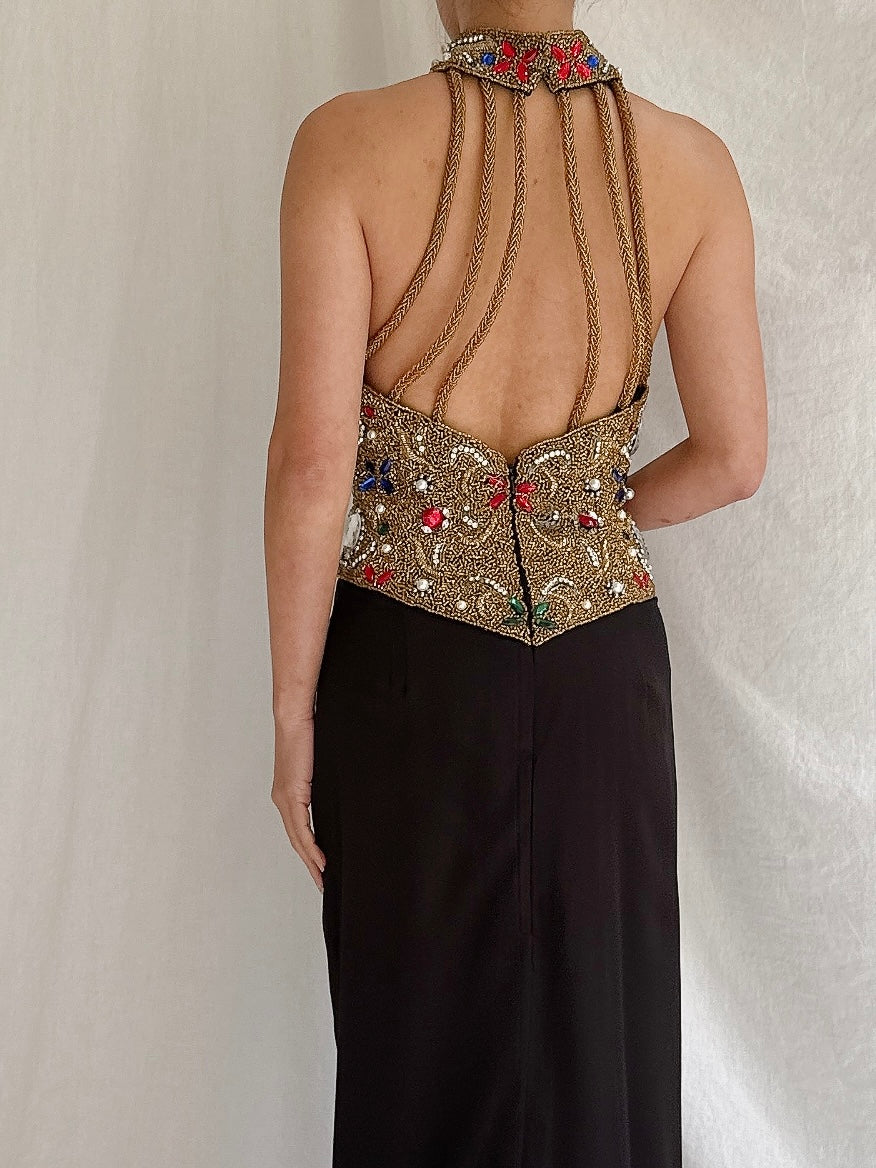 Vintage Encrusted Bodice Gown - M/L