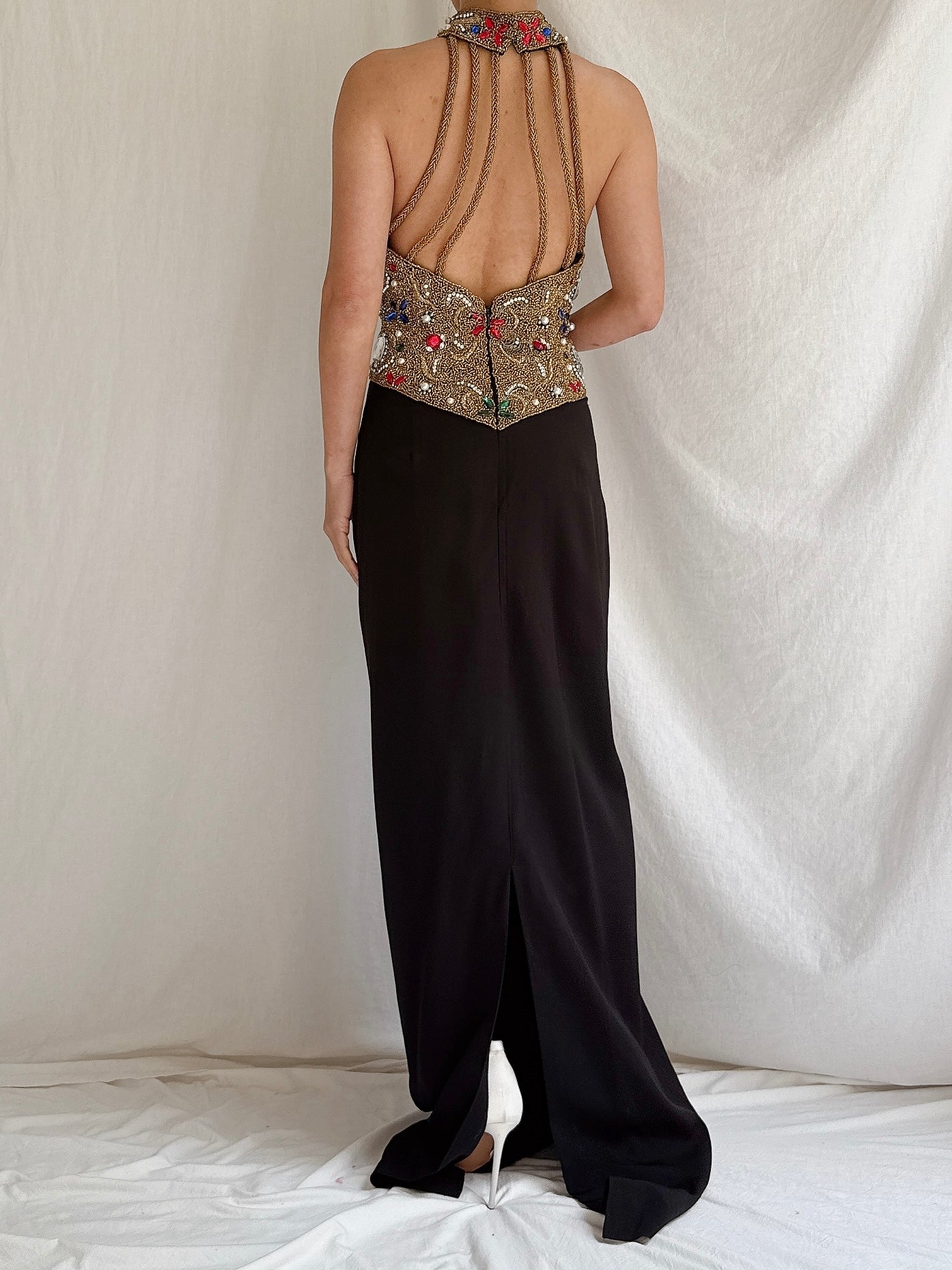 Vintage Encrusted Bodice Gown - M/L