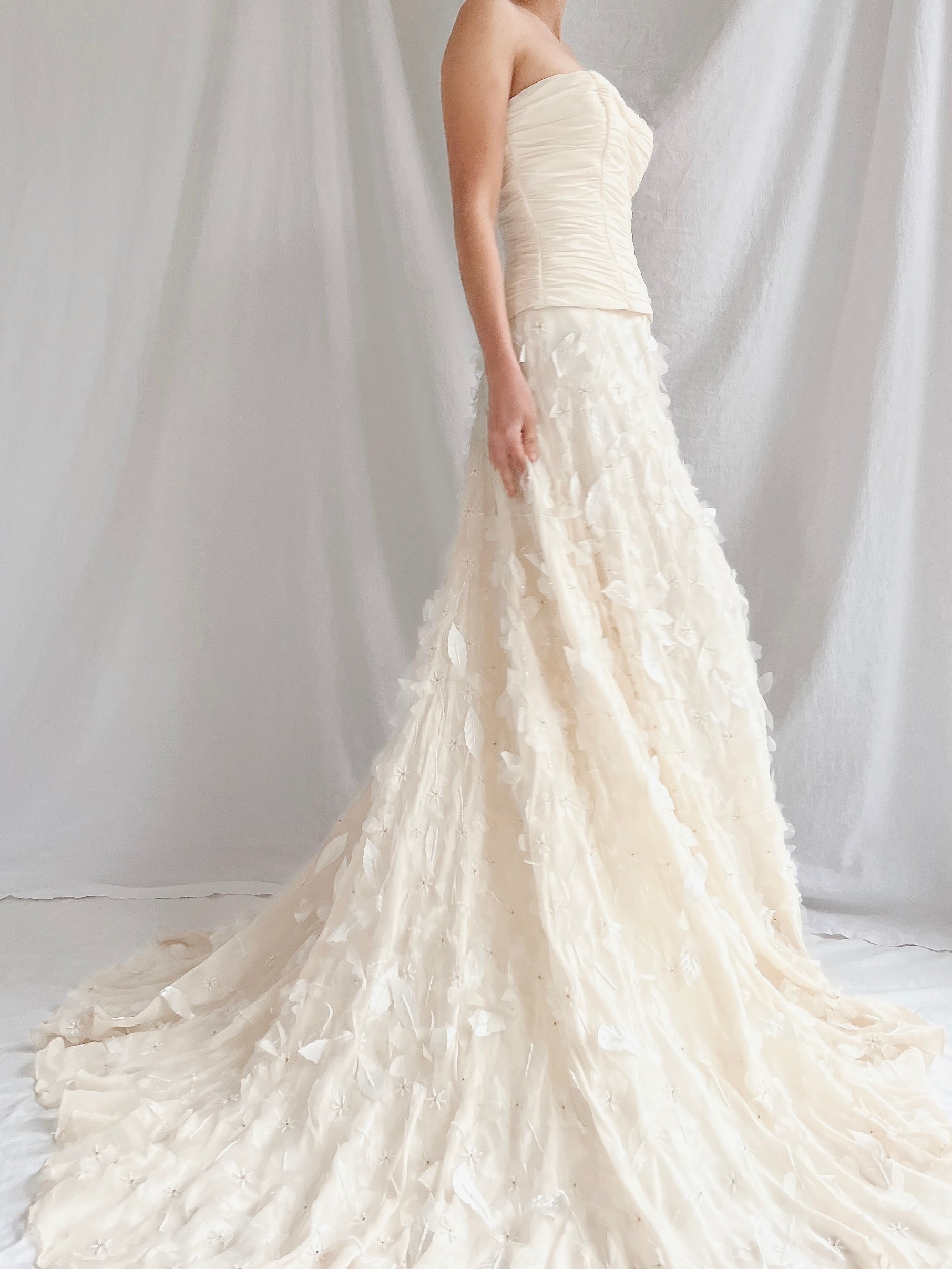 1990s Silk Floral Appliqué Gown - XS/2