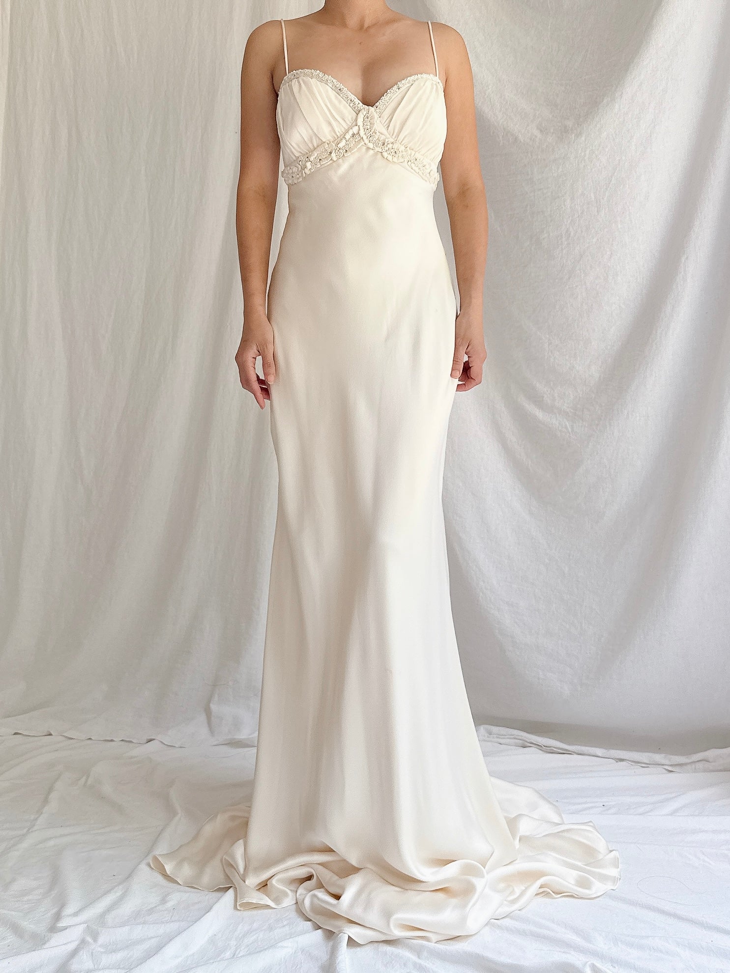 Vintage Silk Charmeuse Gown - XS/2-4