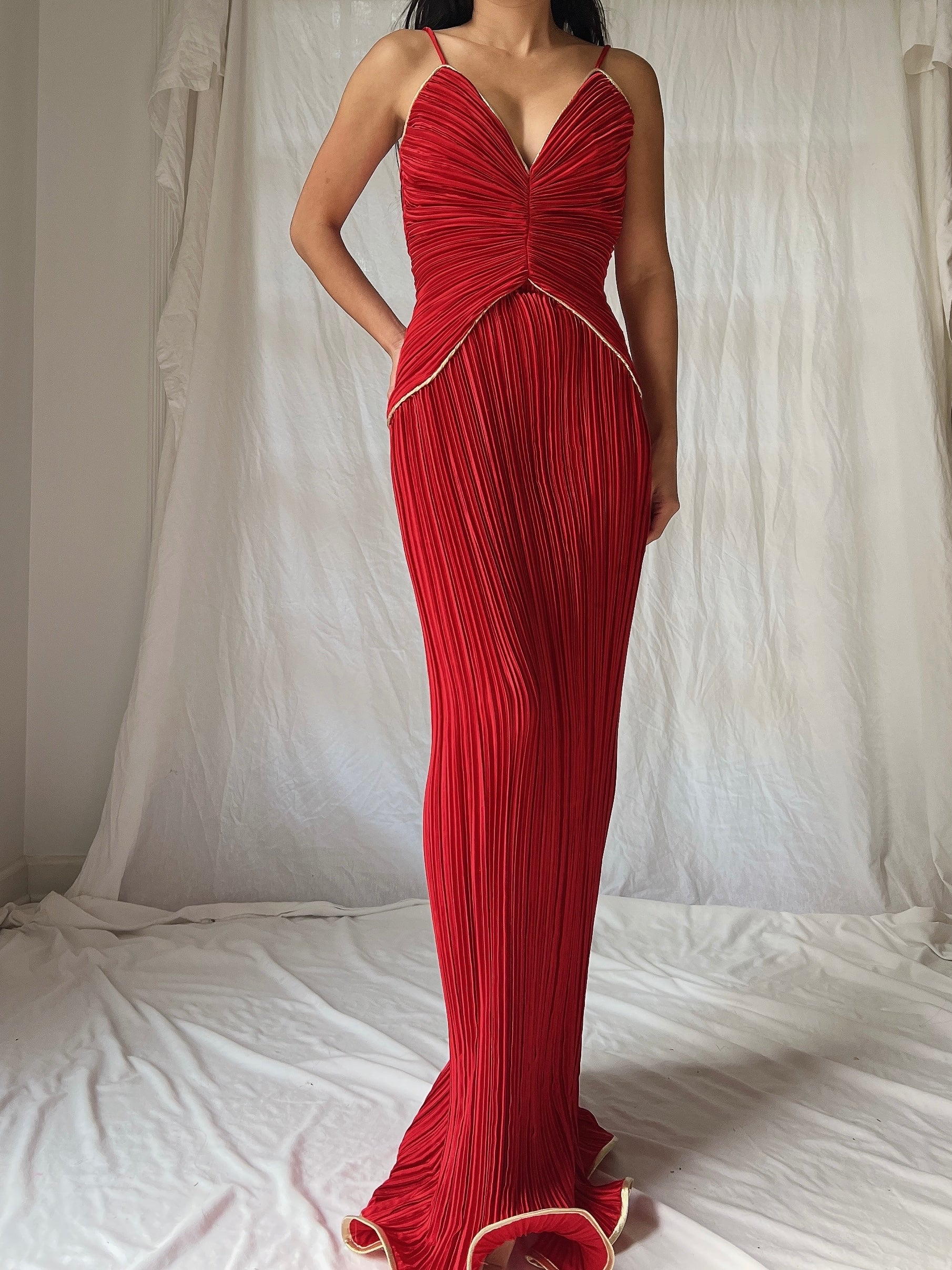 Vintage Micropleated Column Dress - S