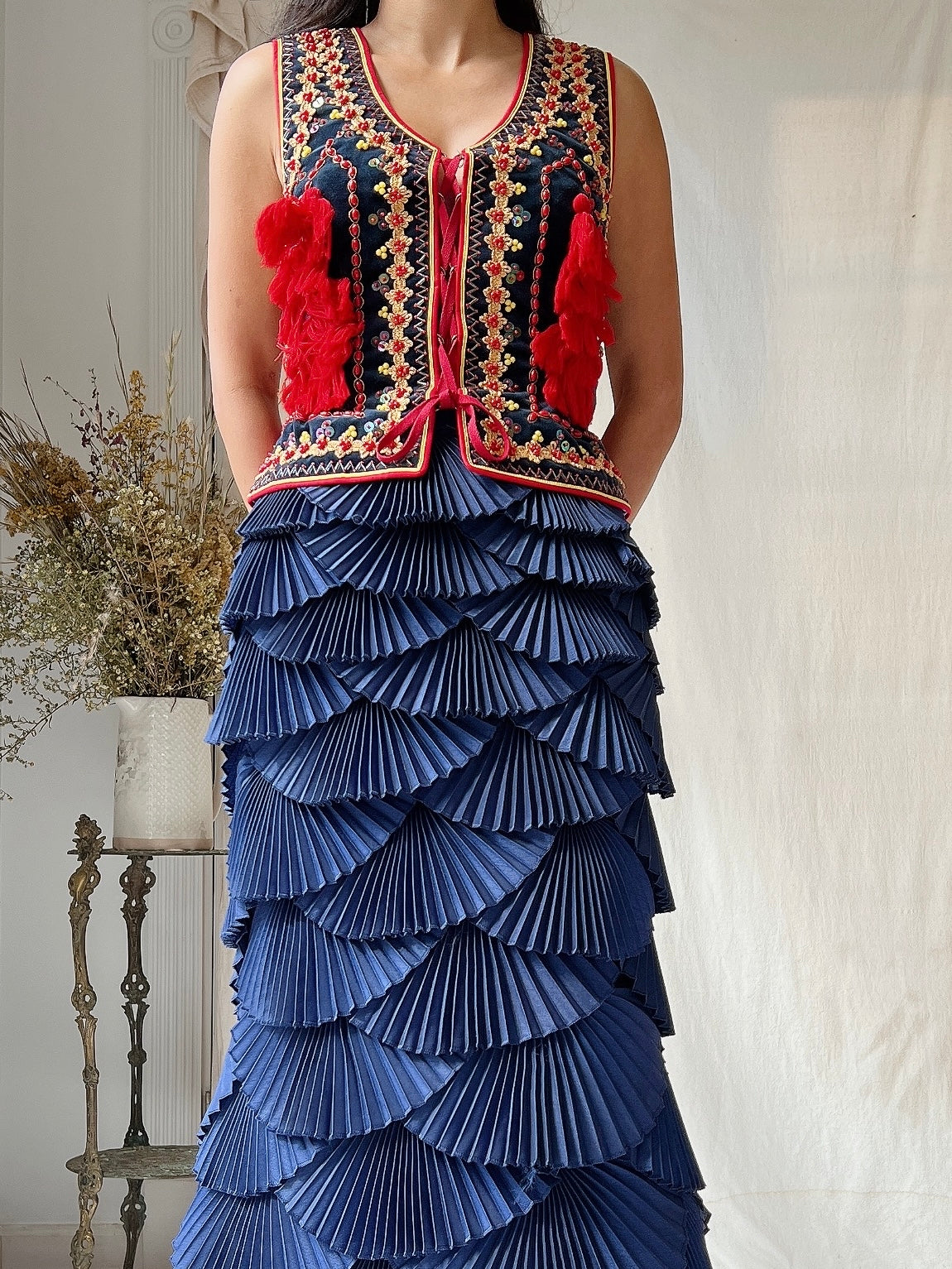Vintage Polish Beaded Tassel Corset - S/M