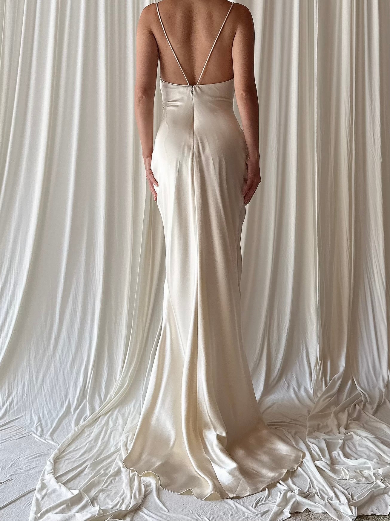 Vintage 6. Silk Bias Cowl Neck Gown - M