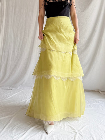 Vintage Maria Coca Silk Organza Tiered Skirt - L/US 14