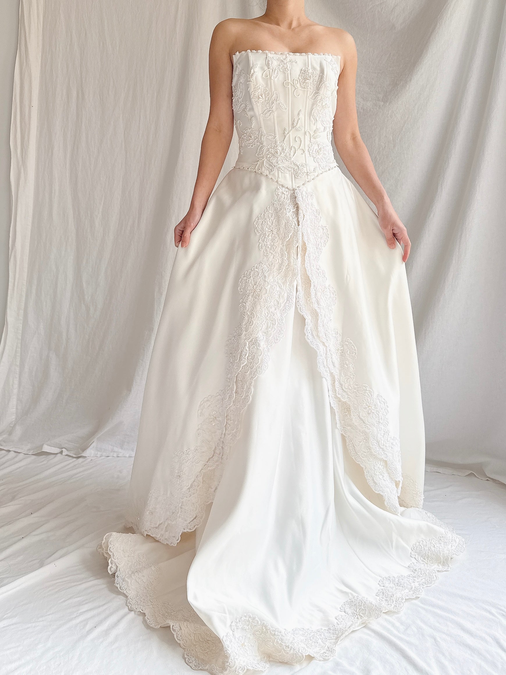 Vintage Embelished Basque Waist Gown - S