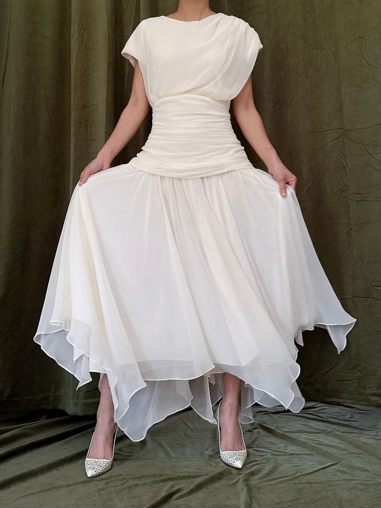 Vintage Handkerchief Hem Dress - S/M