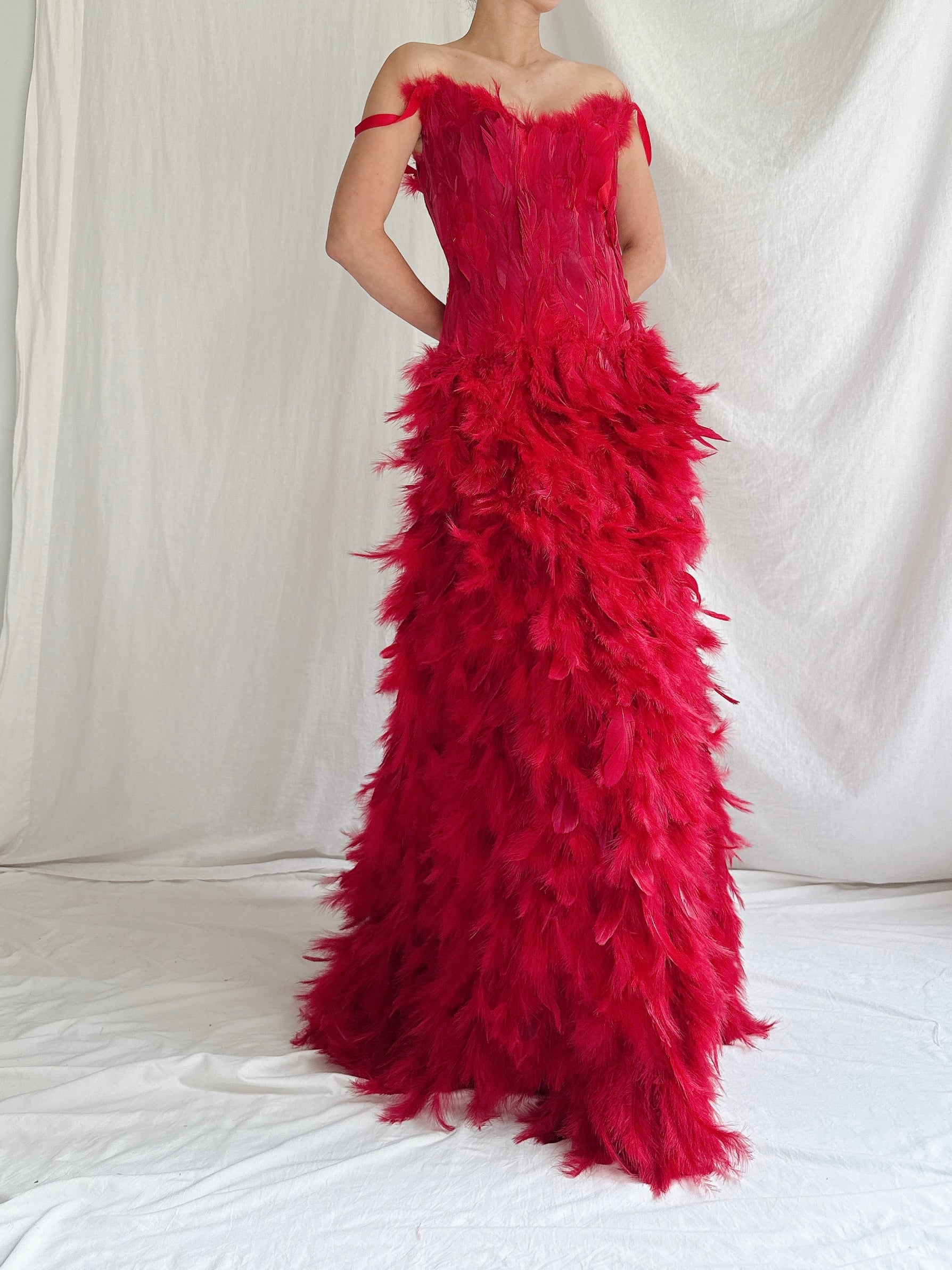 Vintage Feather Gown - M