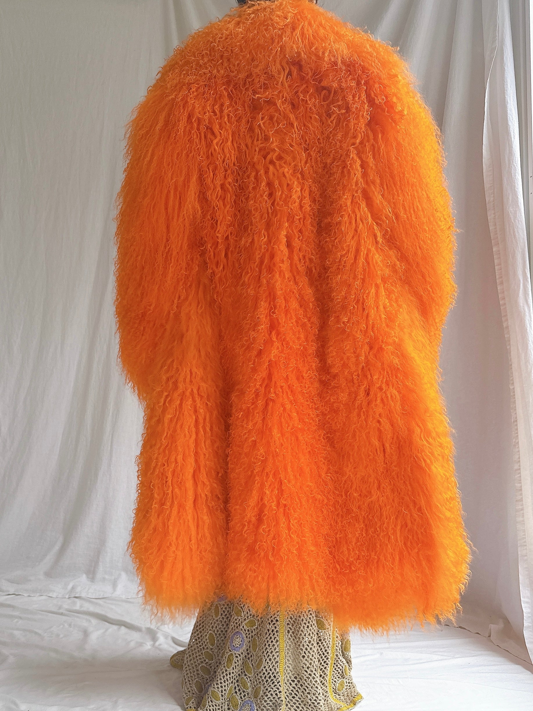Vintage Sherbet Orange Mongolian Lamb Coat - M
