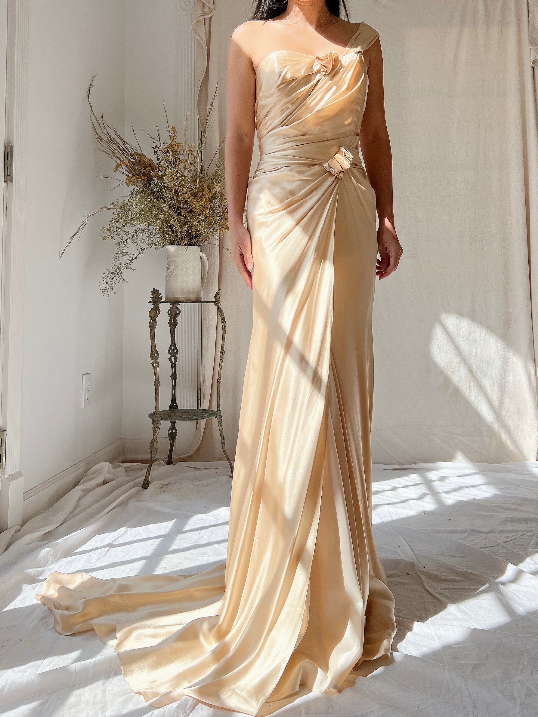 Vintage David Fielden Charmeuse Silk Dress - S