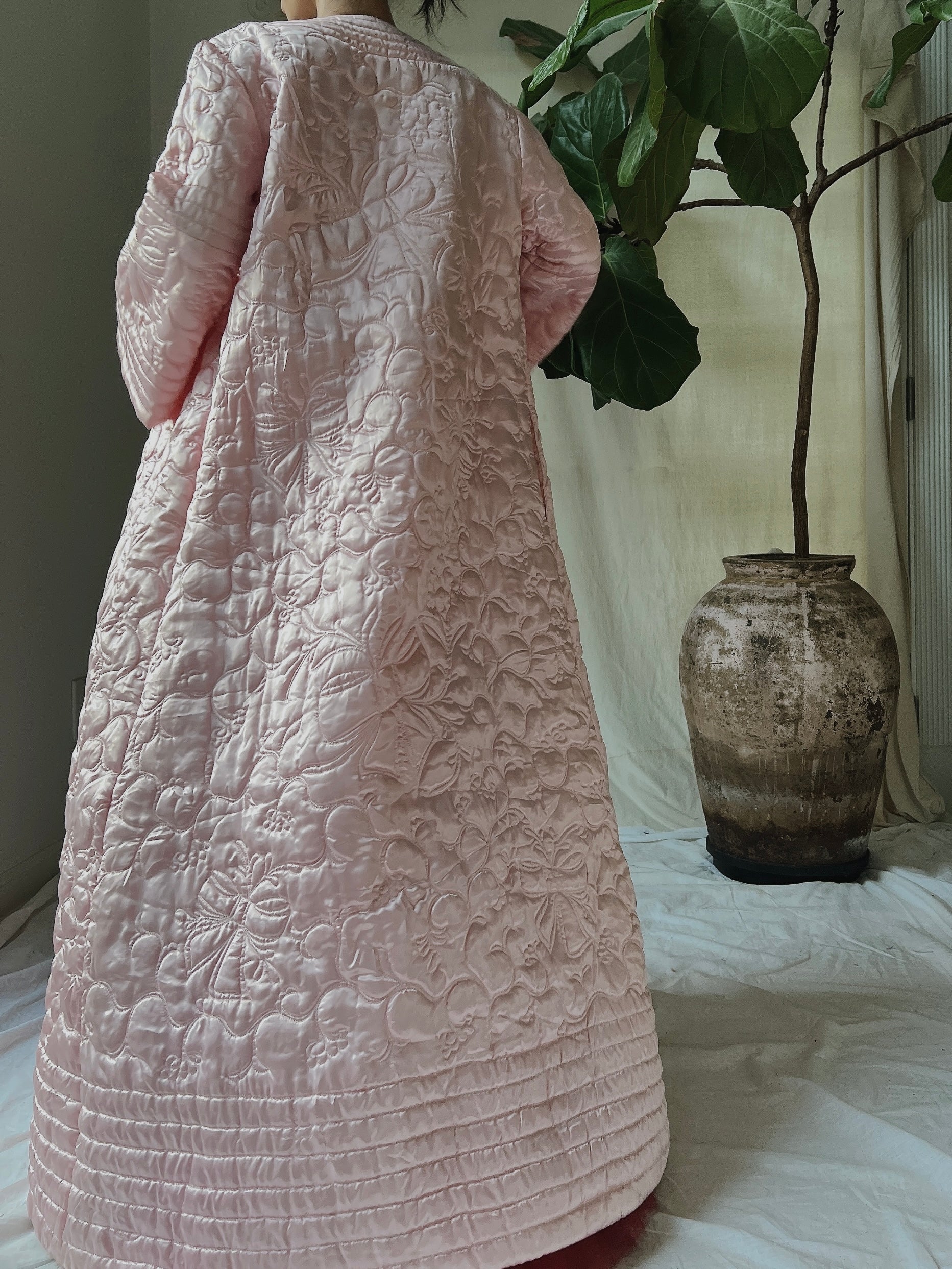 Vintage Satin Quilted Coat - M