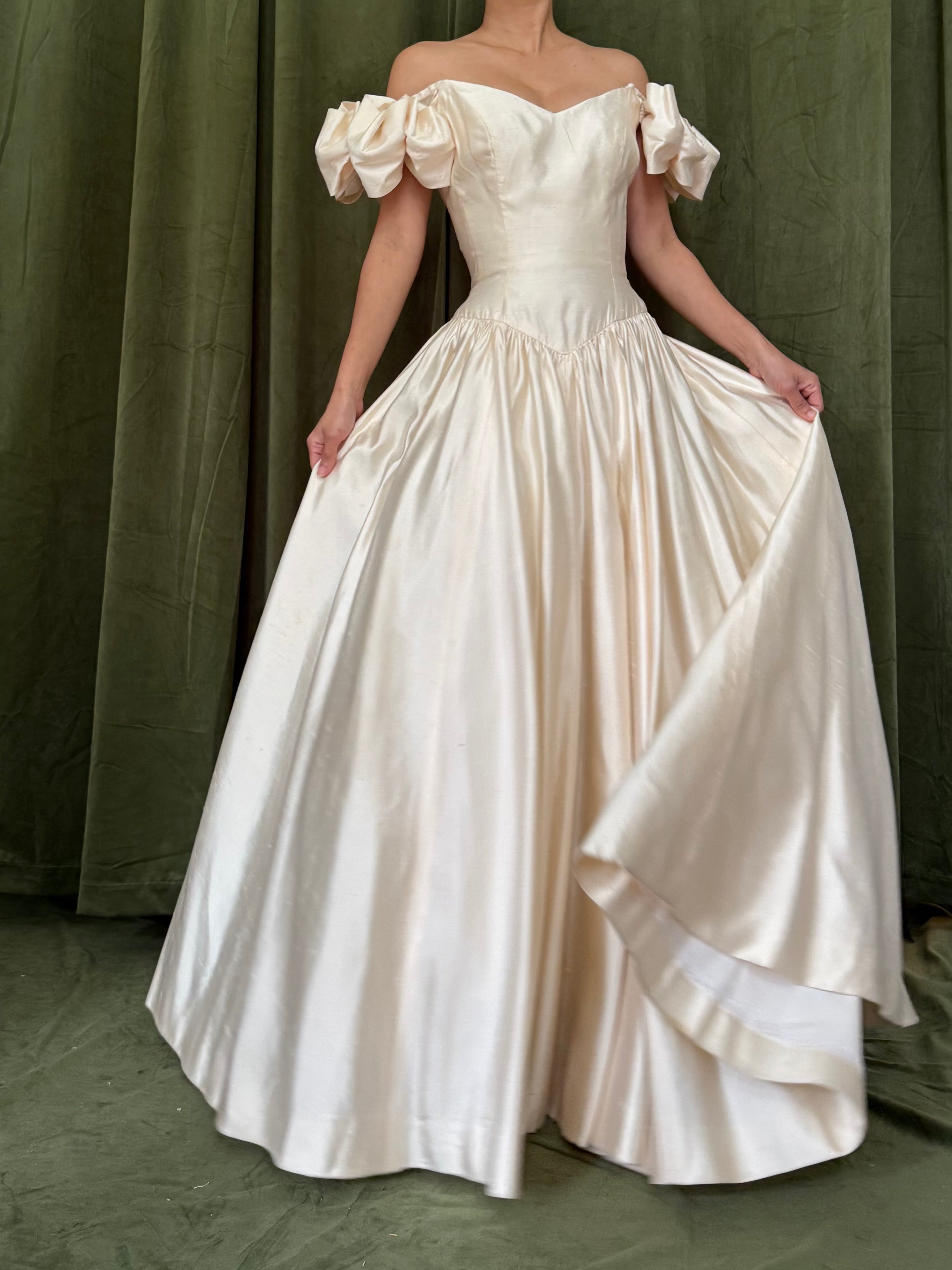 1990s Lazaro Silk Basque Waist Gown - XS