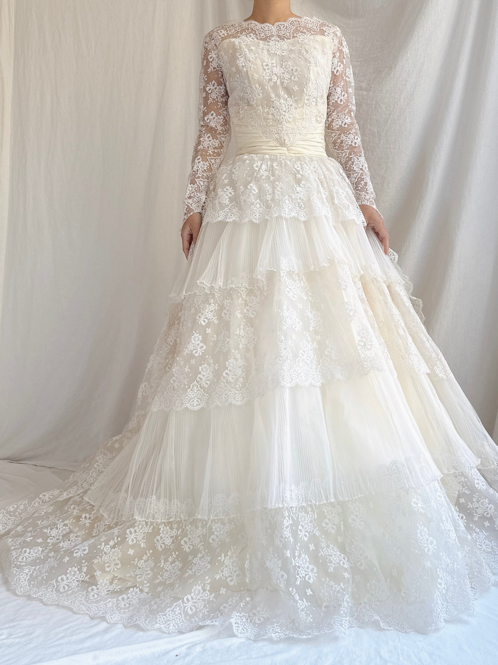 1950s Tulle and Lace Gown - XS