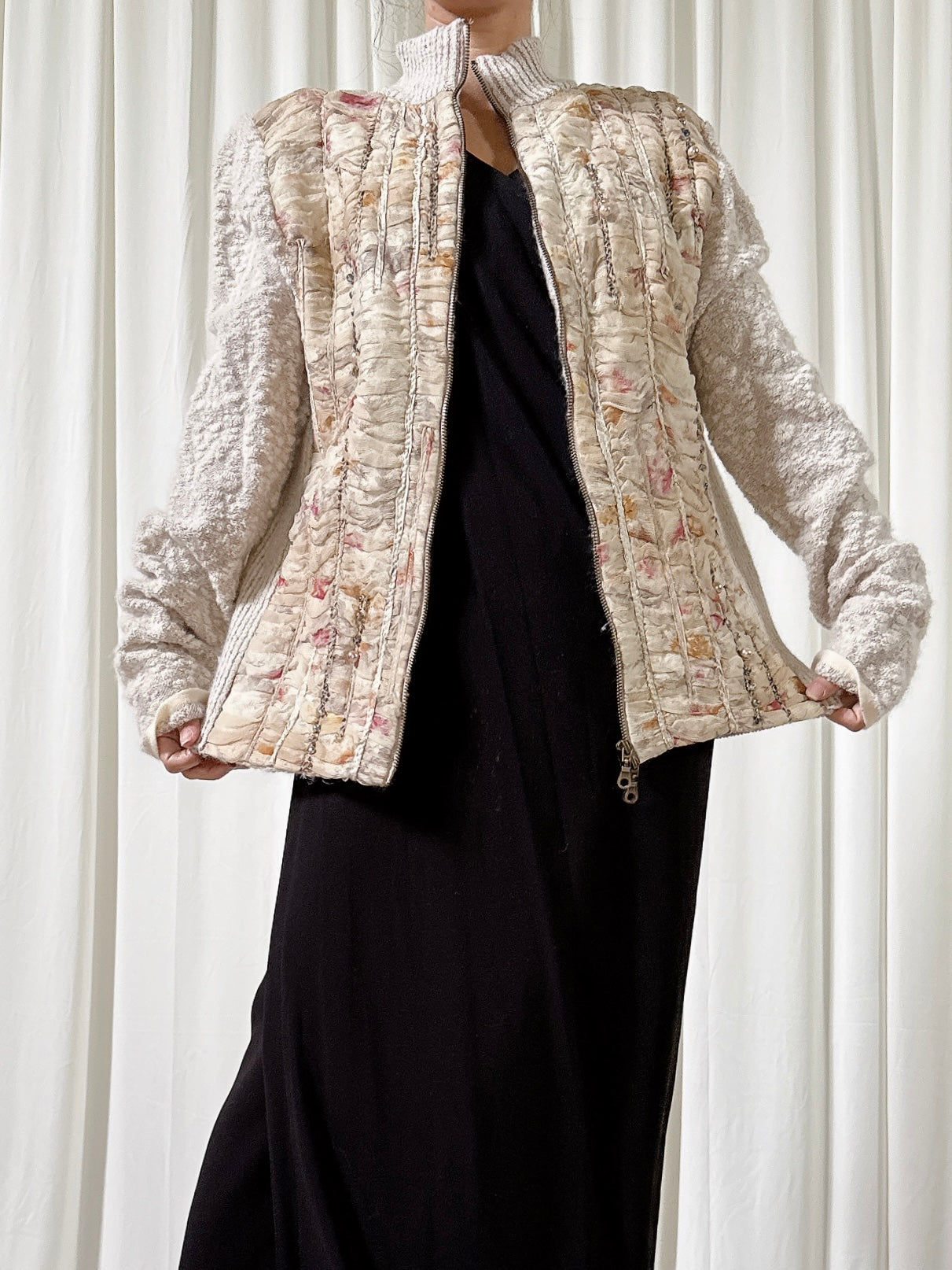 Vintage Tricot Chic Wool White Jacket - US 16