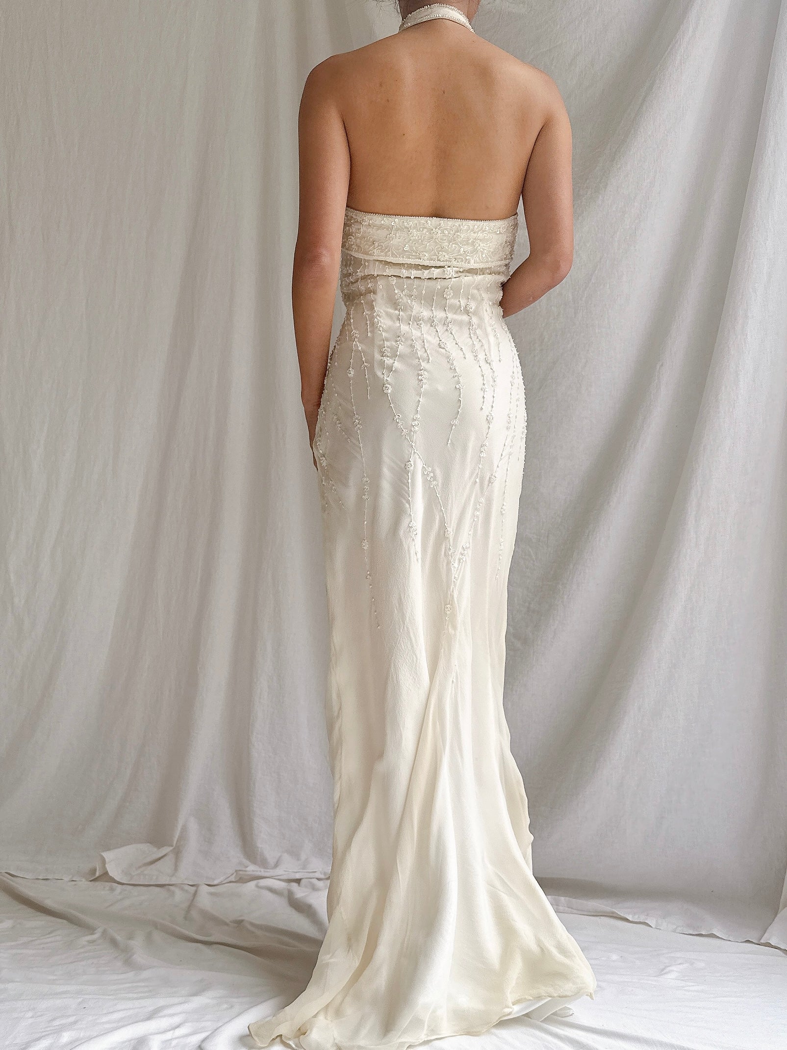Vintage Silk Halter Dress - M