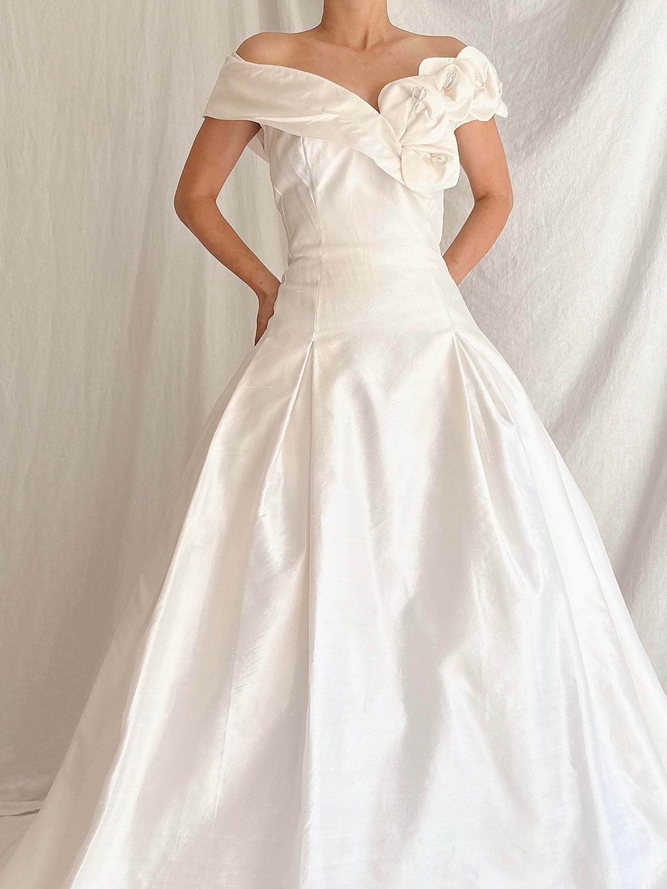 Vintage Raw Silk Calla Lily Dress - M/6