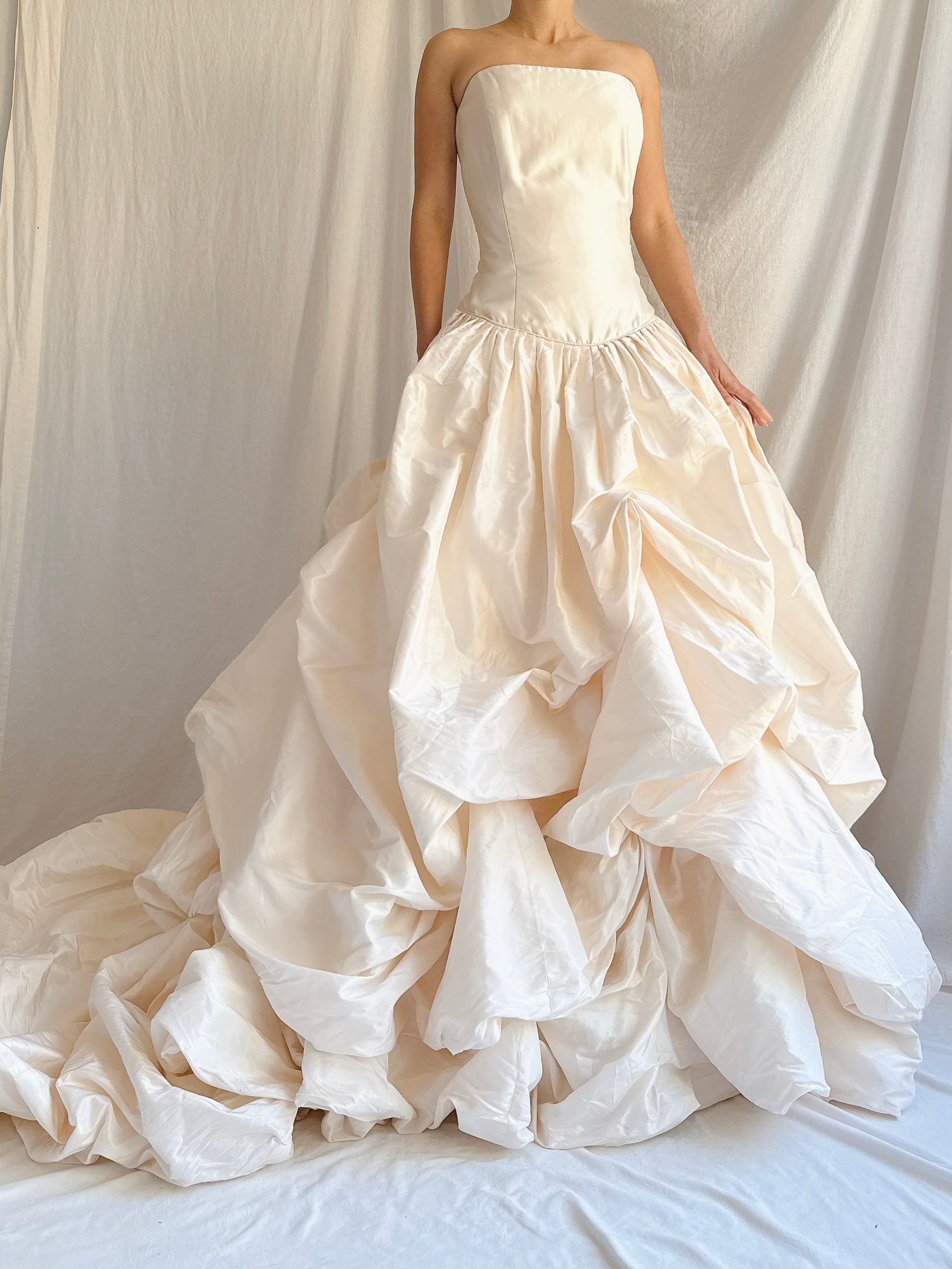 RESERVED- Vintage Justina McCaffery Draped Silk Dropped Waist Gown - L/US12