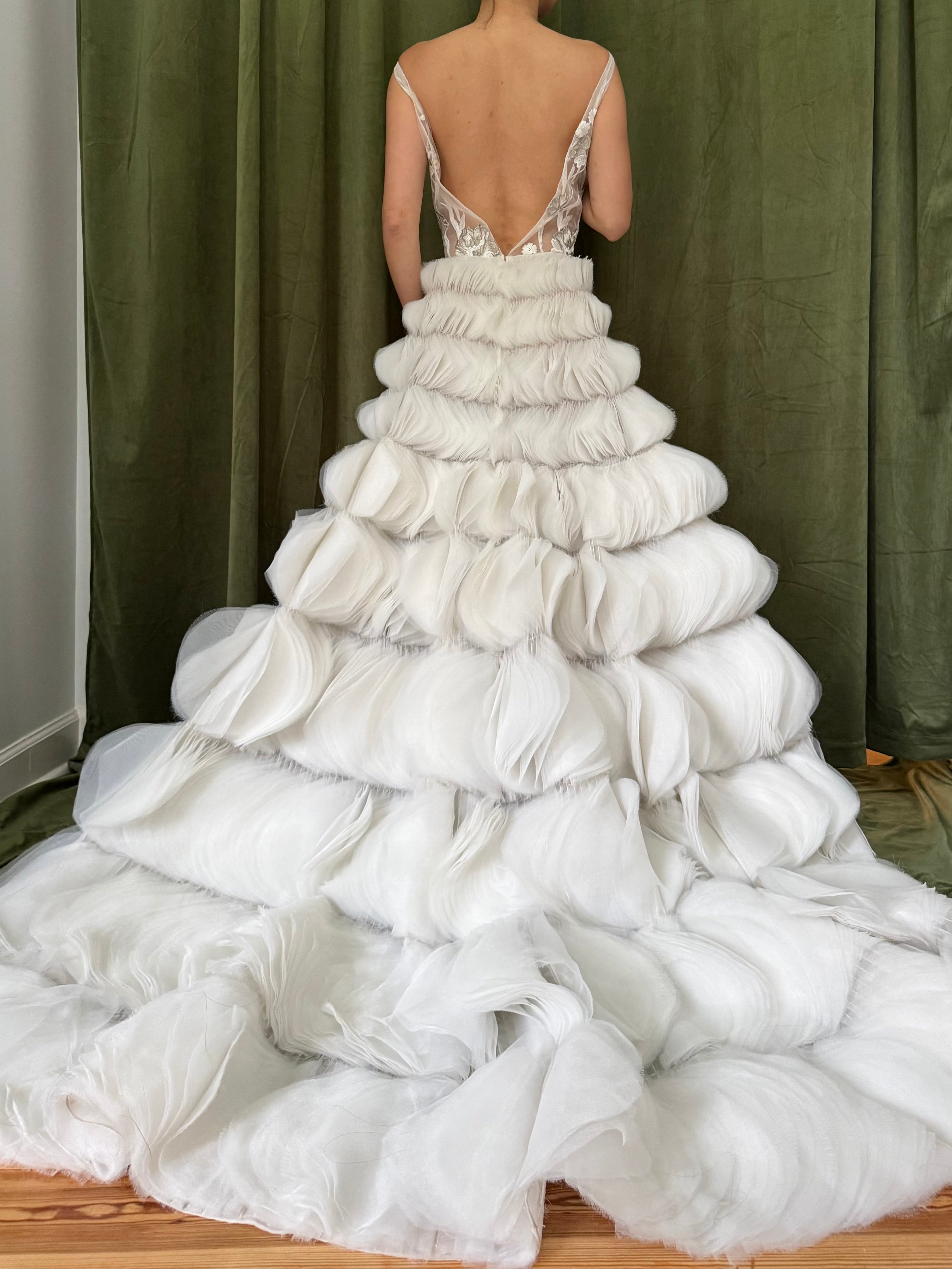 00 Lazaro Ruffled Petal Gown - XS/2