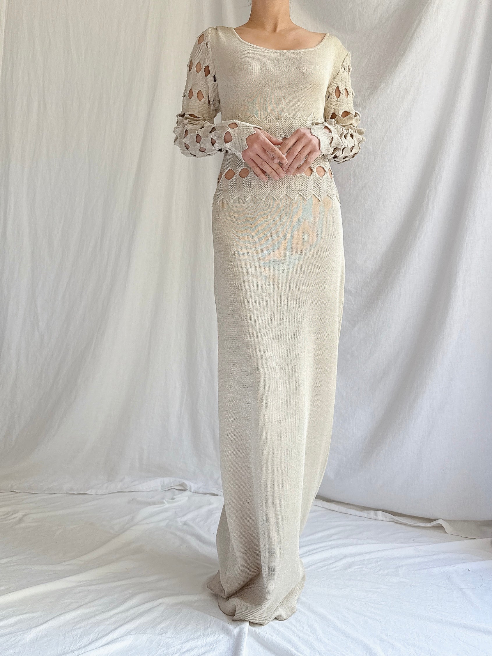 Vintage Nora Attalai Italy Knit Cutout Gown - S-M