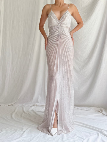 1980s Lurex Pleated Dress - S