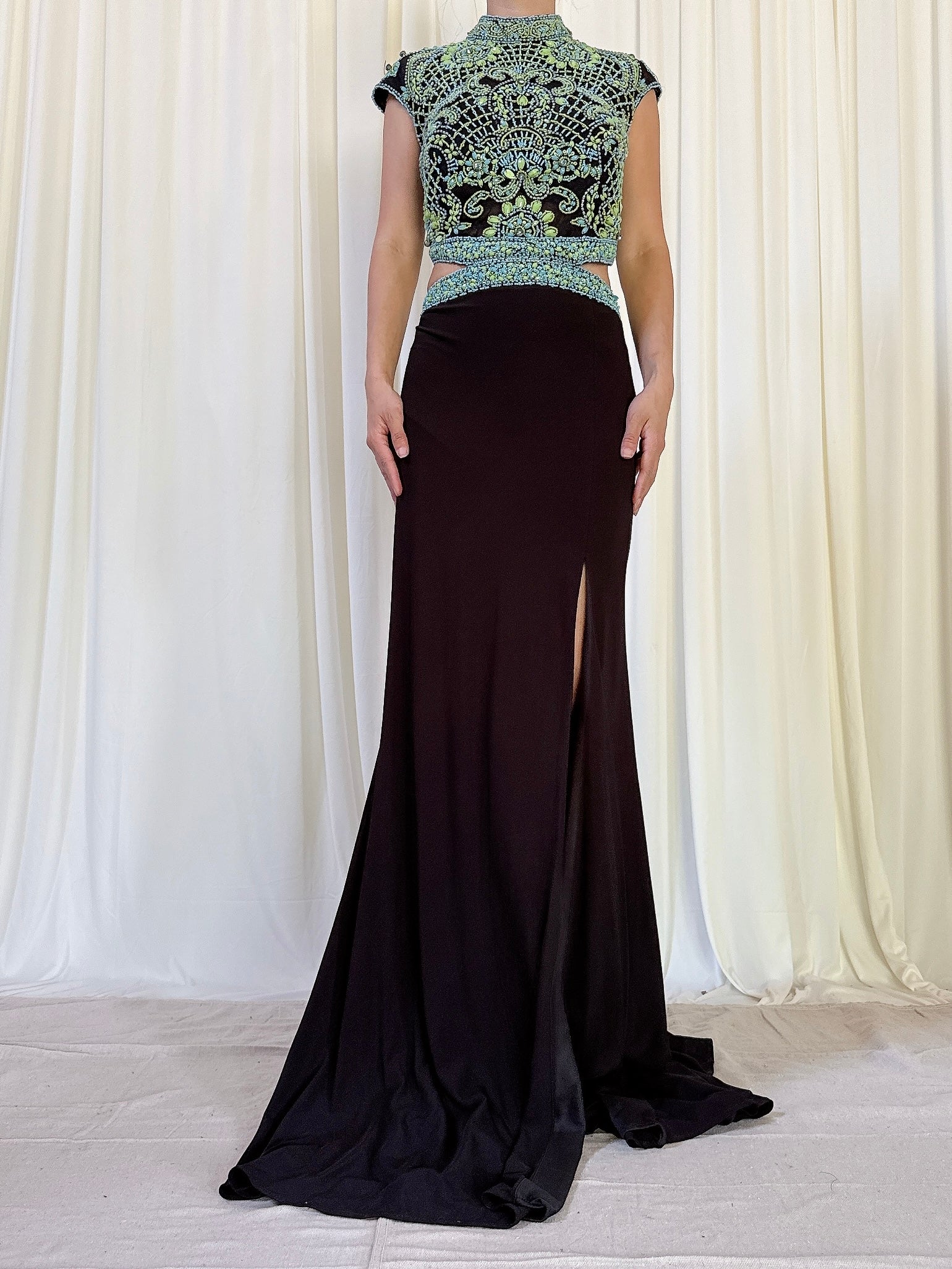 Vintage Marinelli Jersey Beaded Dress - L/14