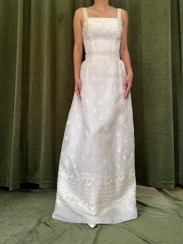 1950s Silk Organza Embroidered 2-Piece Set - XS