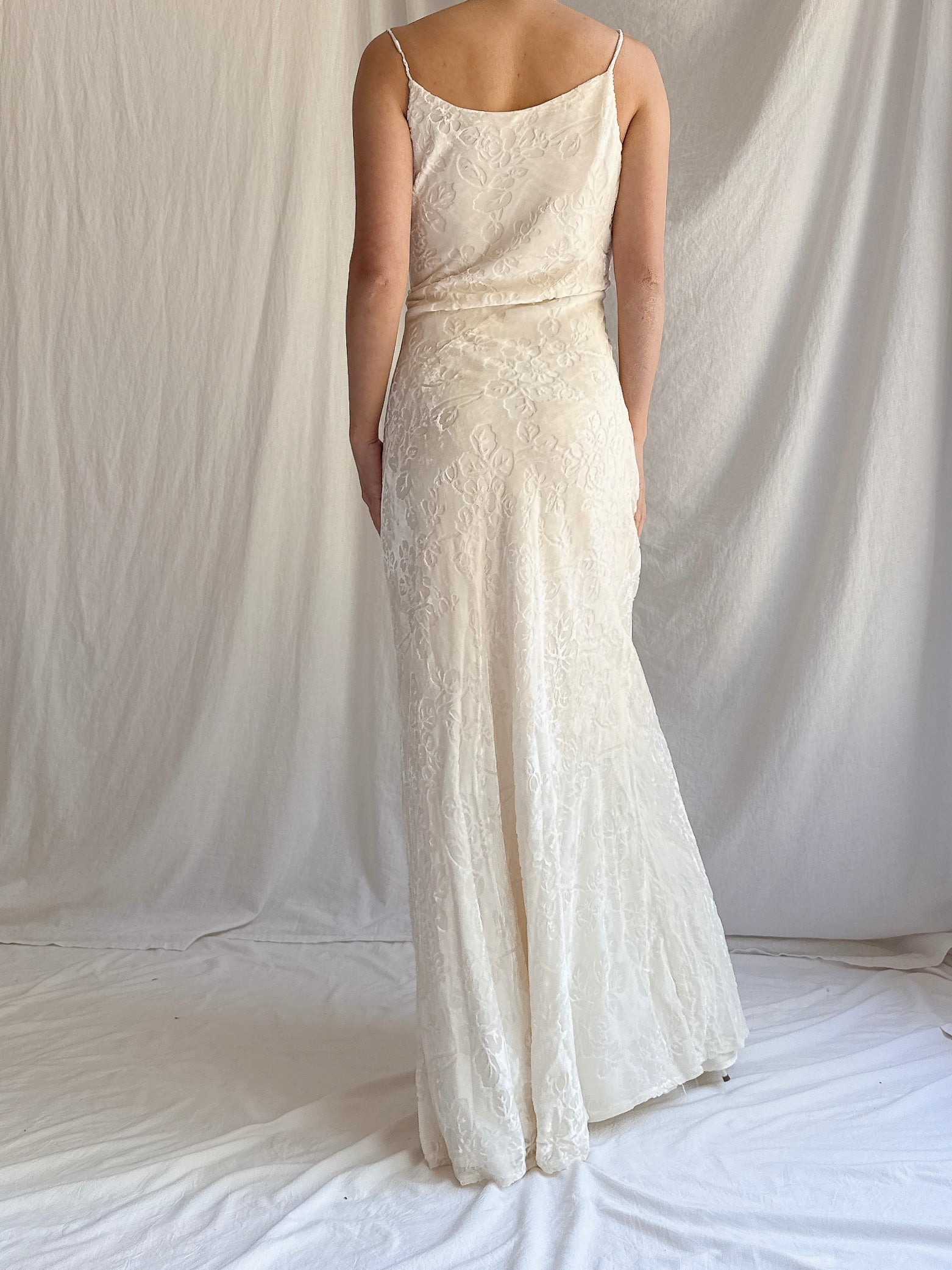 1990s Velvet Devore Bias Cut Gown - S-M