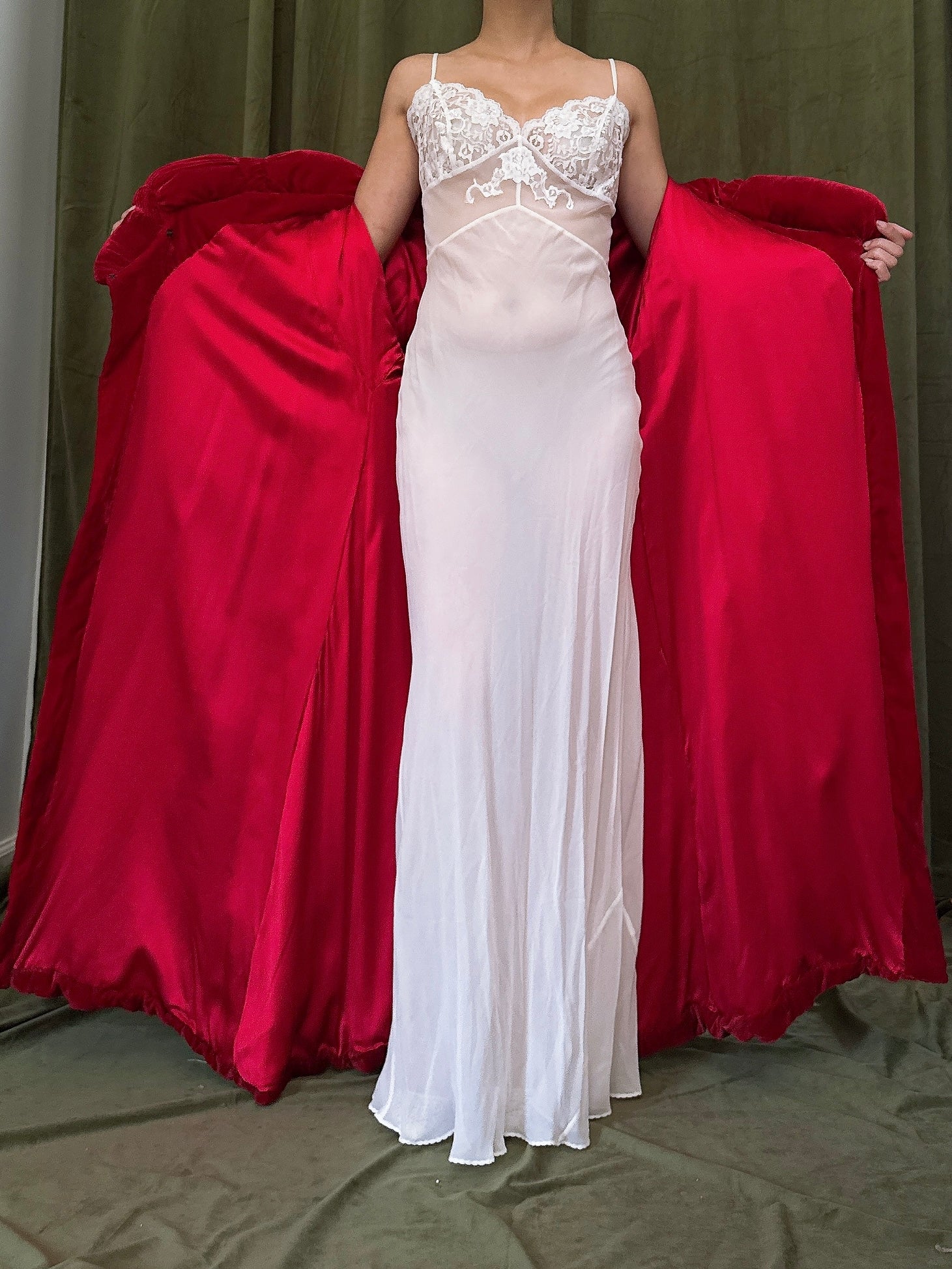 1920s Red Silk Velvet Opera Coat - OSFM