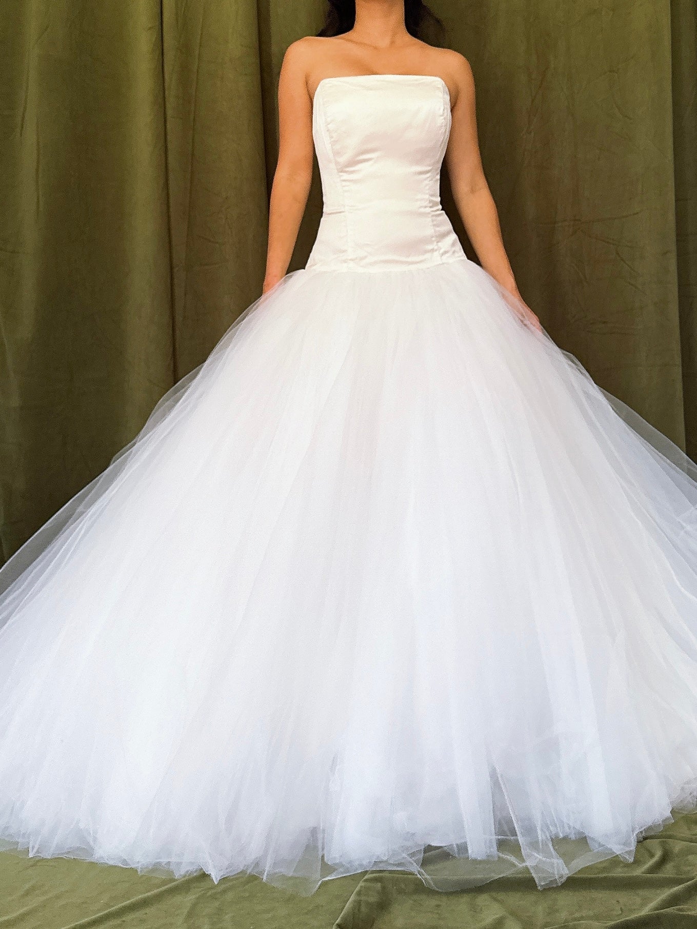 Lazaro Drop waist Silk Tulle Gown - S