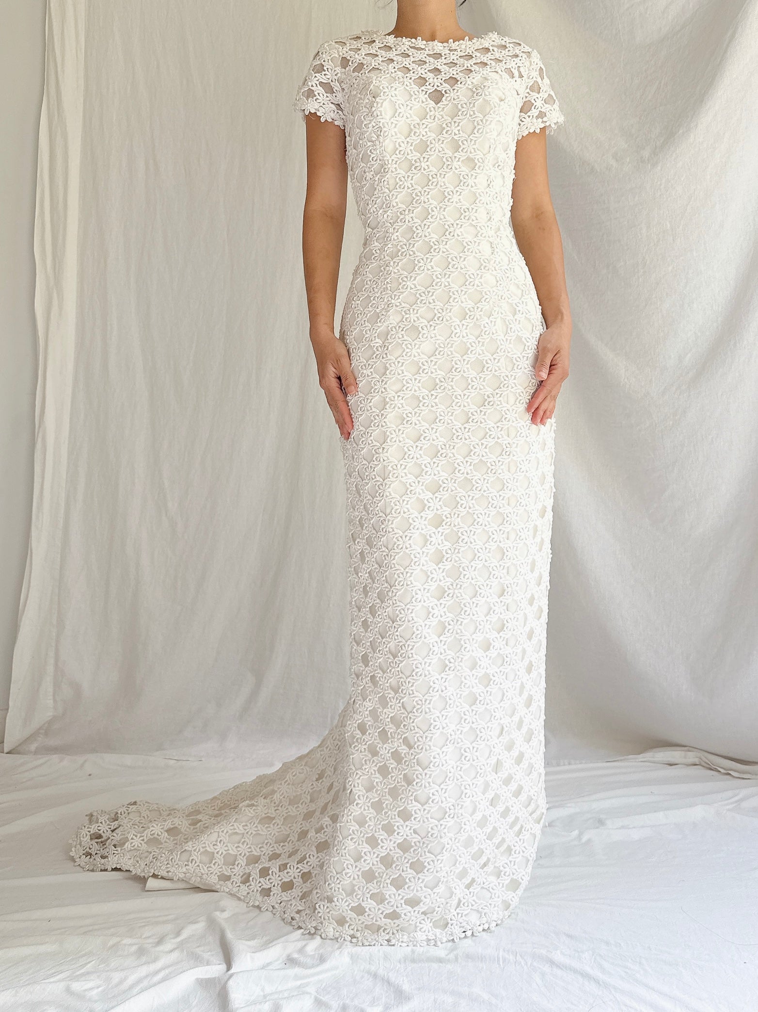 Vintage Lace Cutout Embroidered Gown - S