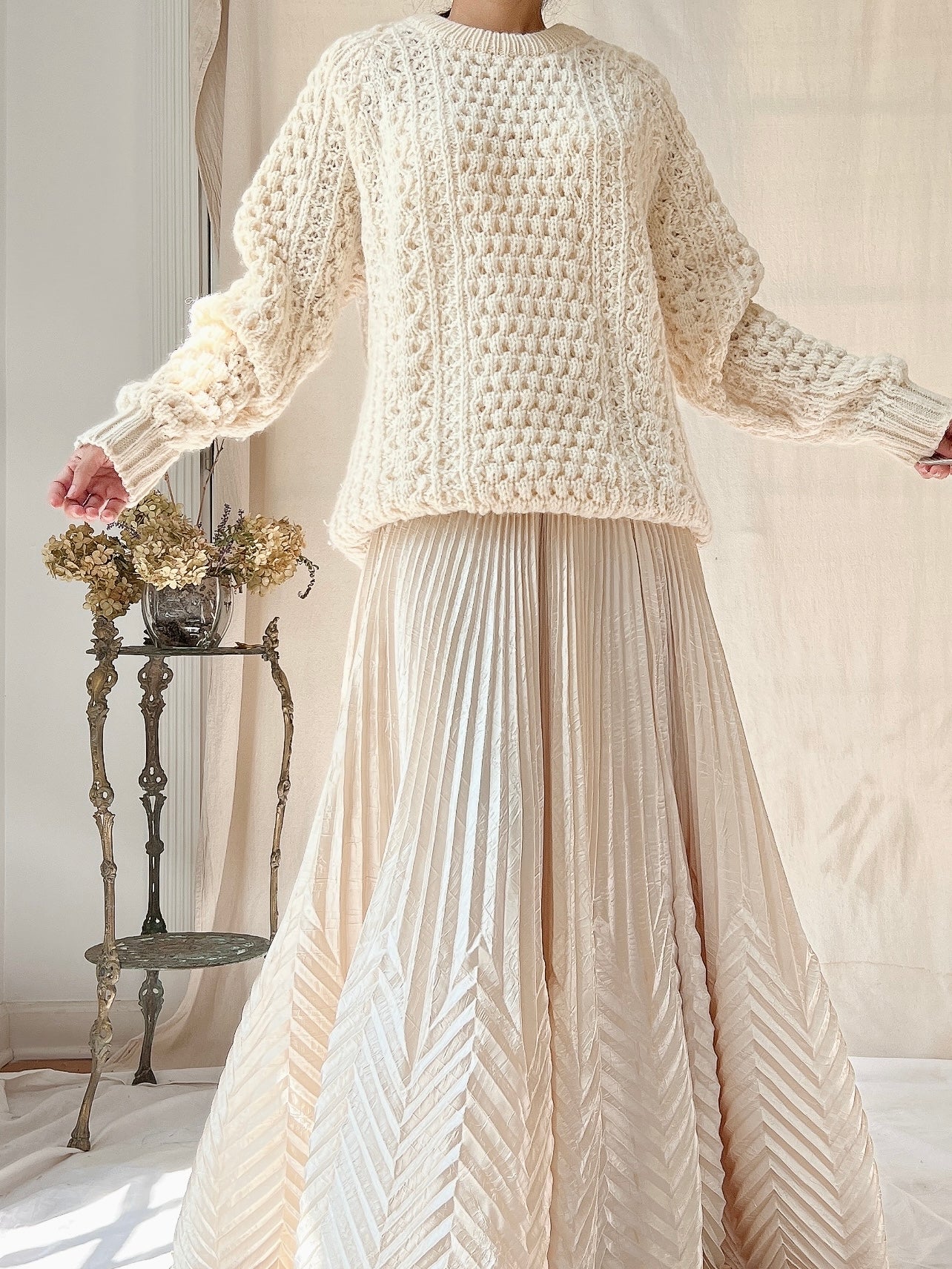 Vintage Irish Waffle Knit Pullover - L