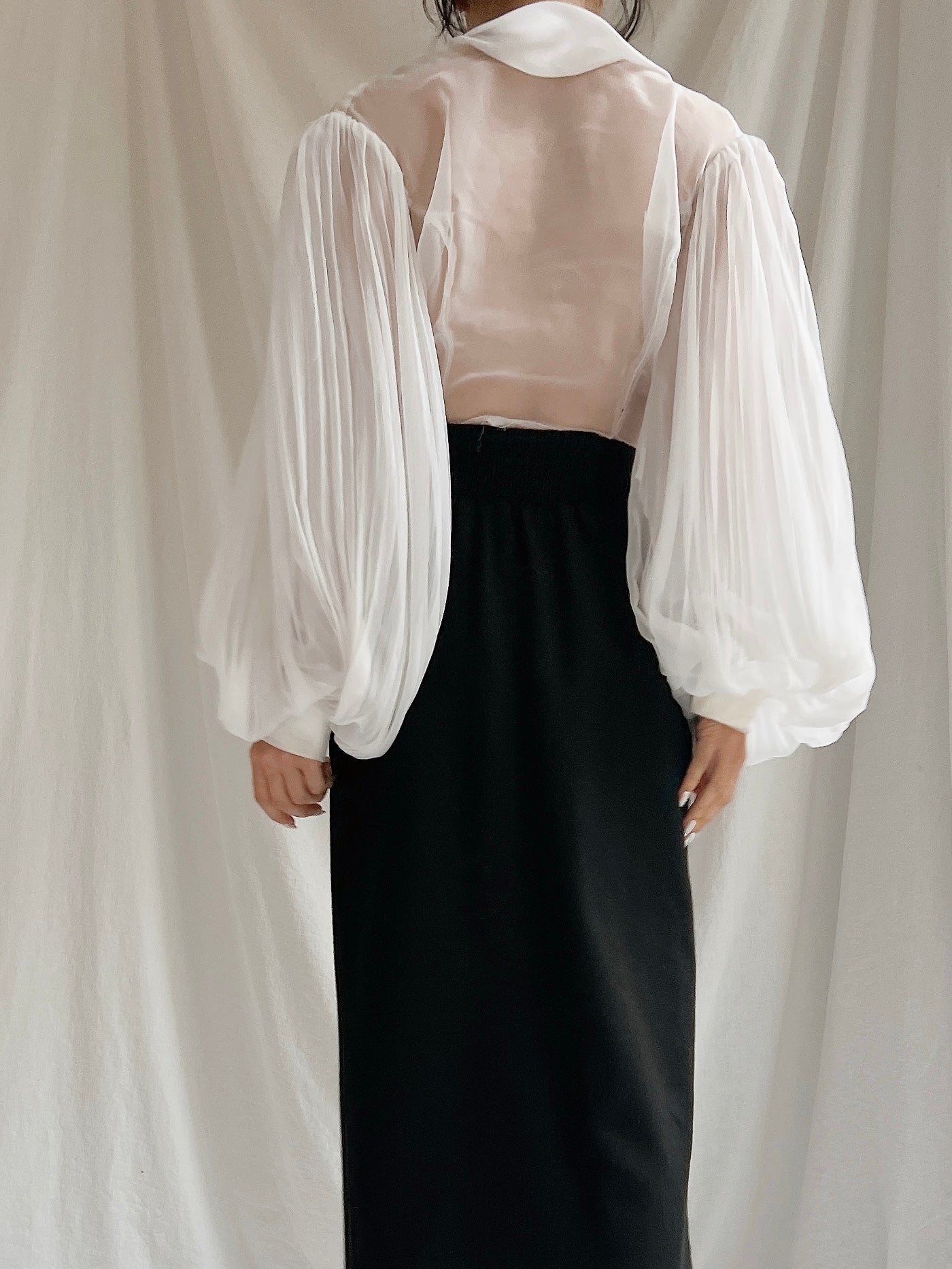 Vintage Balloon Pleated Sleeves Top - XS/S