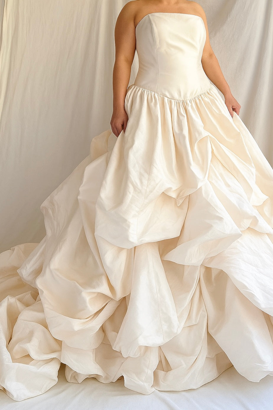 RESERVED- Vintage Justina McCaffery Draped Silk Dropped Waist Gown - L/US12